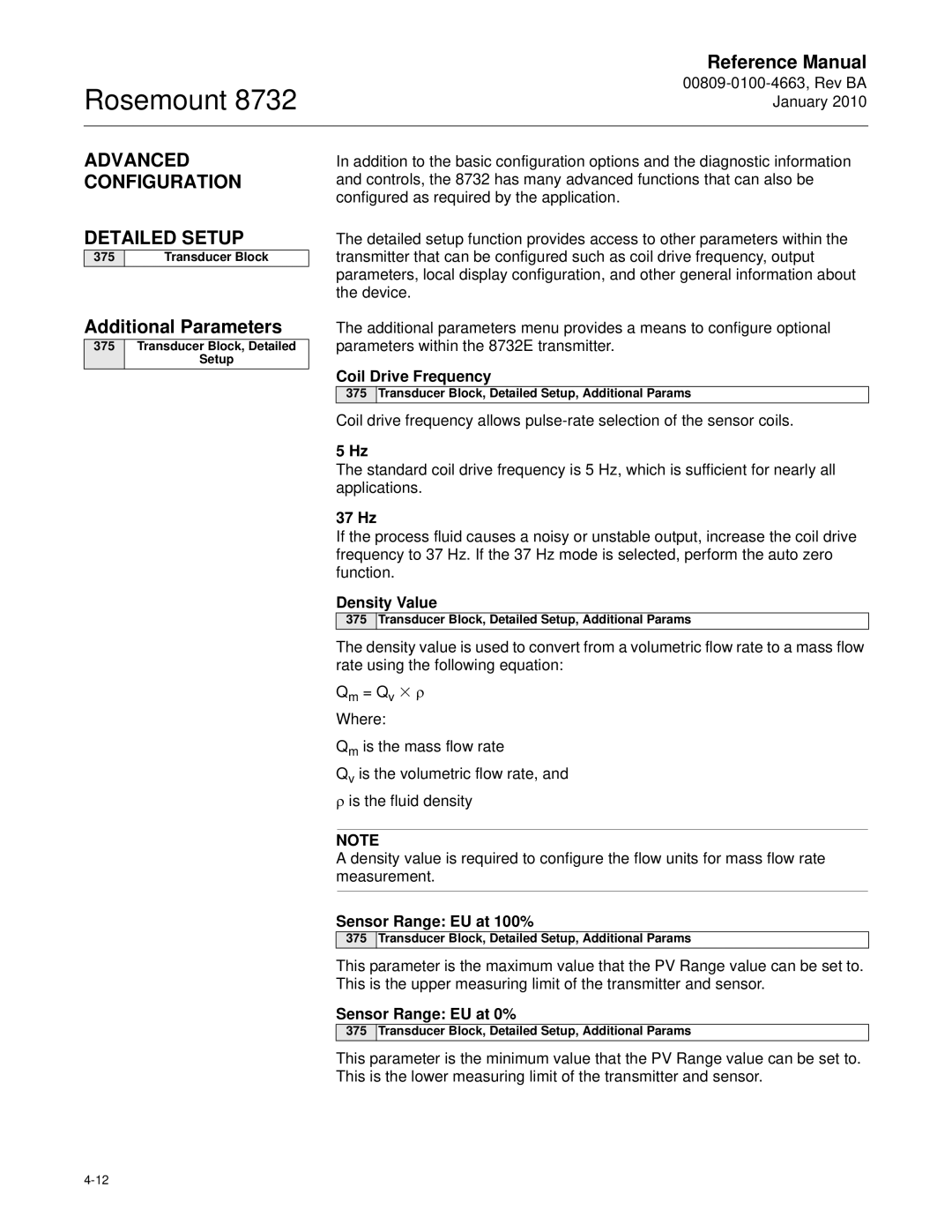 Emerson Process Management 8732 manual Advanced Configuration Detailed Setup, Additional Parameters 