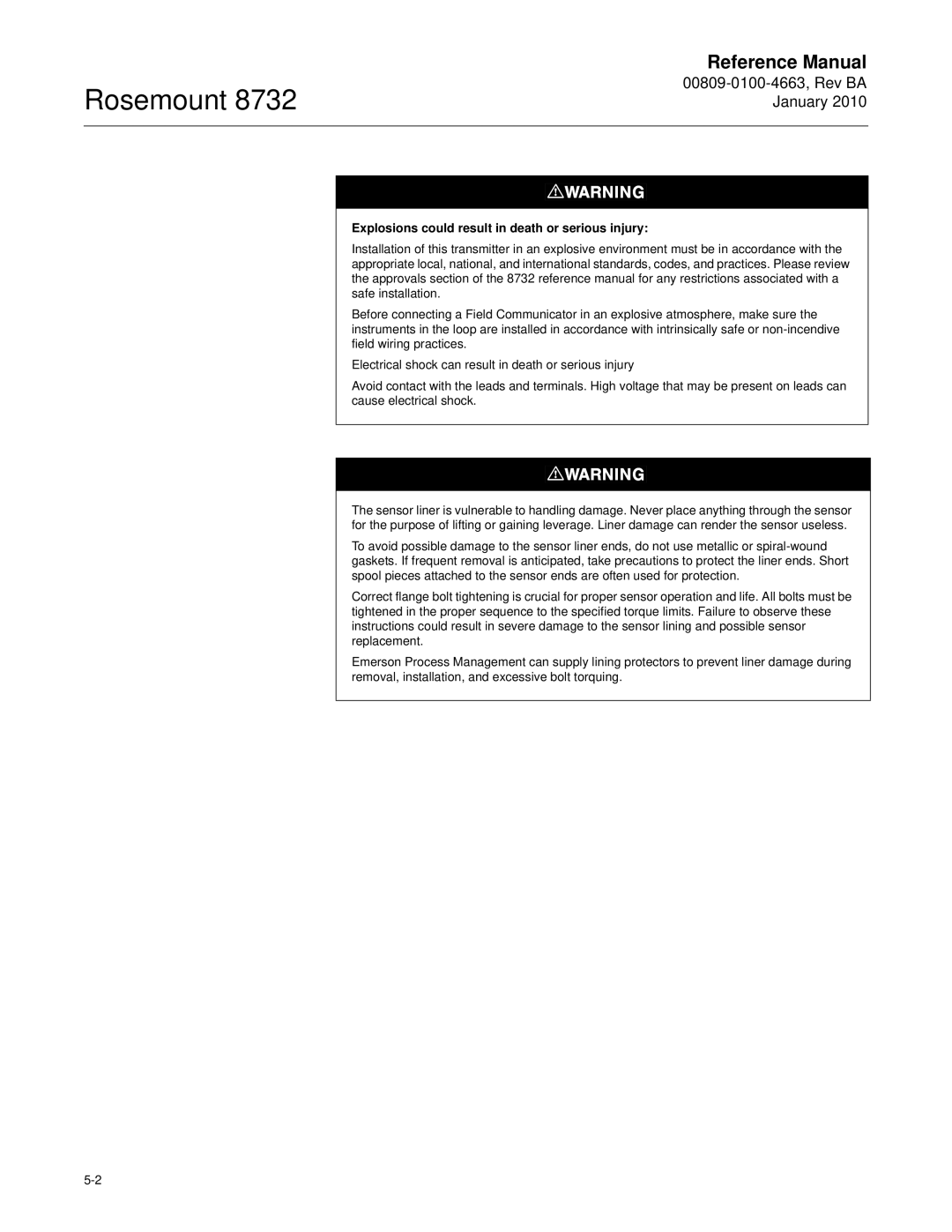 Emerson Process Management 8732 manual Explosions could result in death or serious injury 