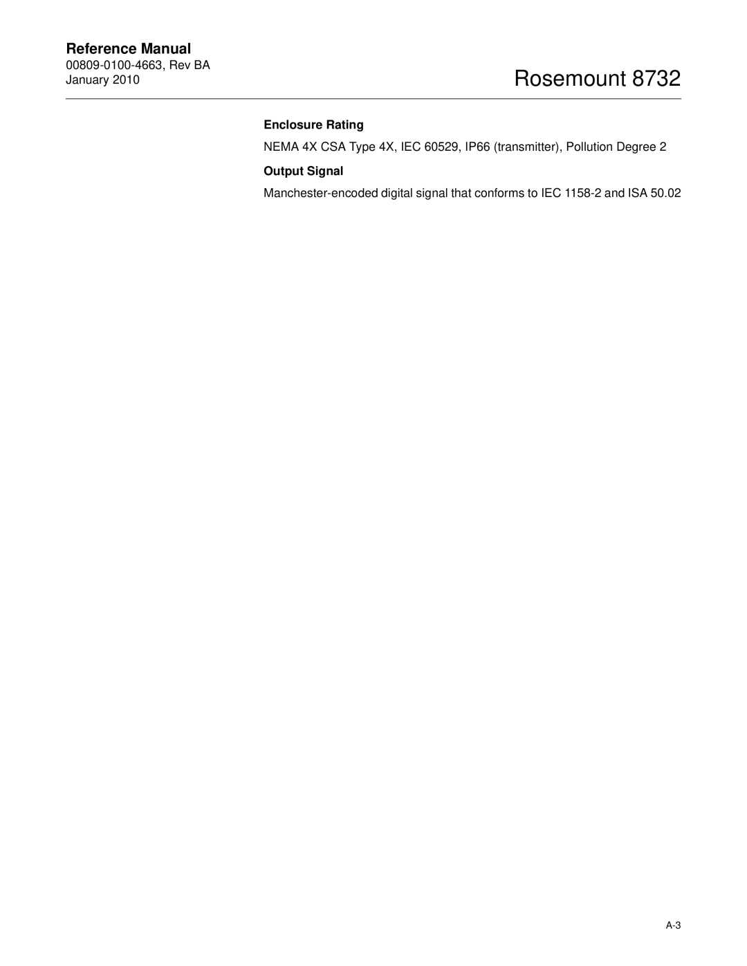 Emerson Process Management 8732 manual Enclosure Rating, Output Signal 