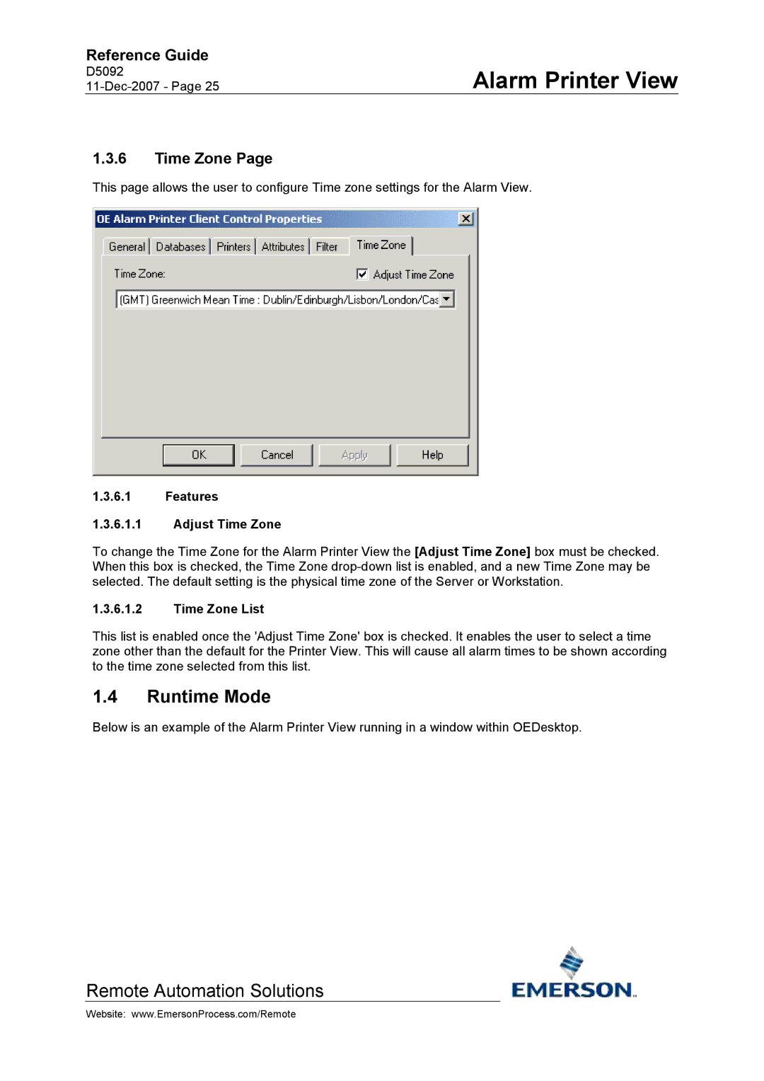 Emerson Process Management D5092 manual Features Adjust Time Zone, Time Zone List 