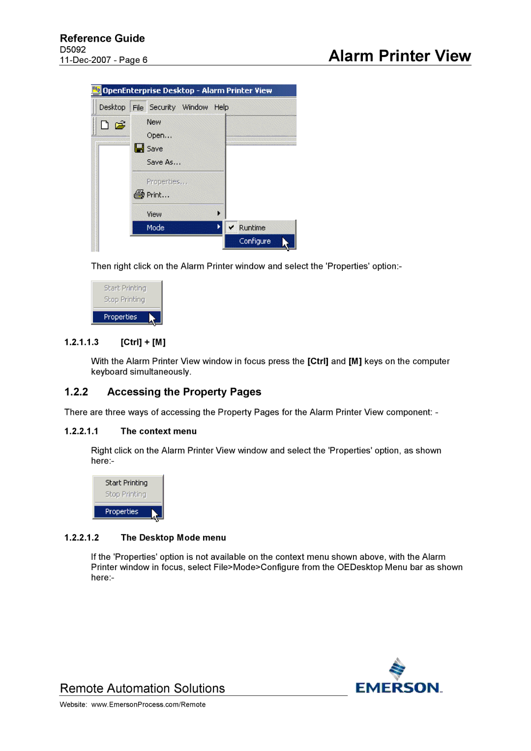 Emerson Process Management D5092 manual Ctrl + M 