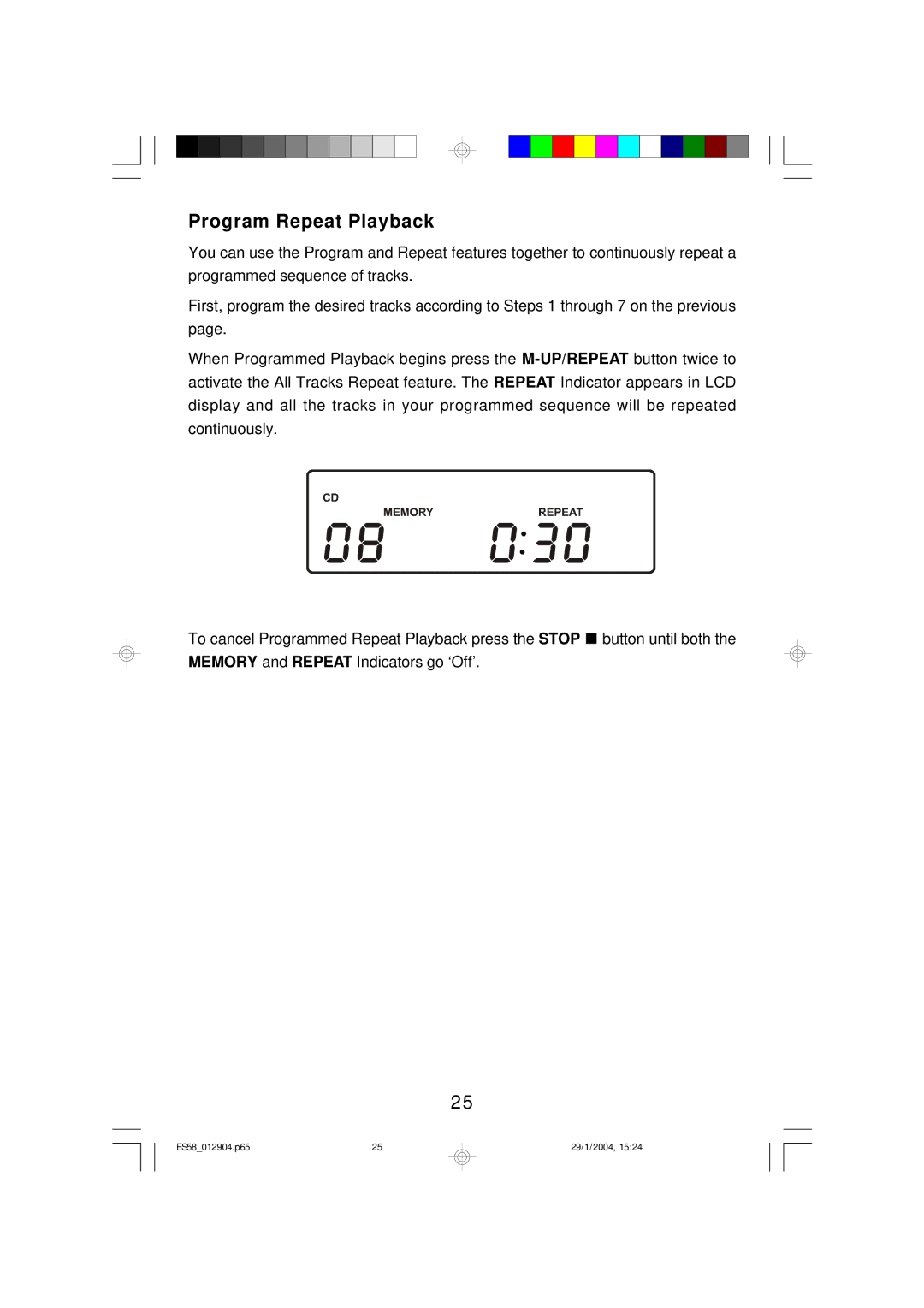 Emerson Process Management ES58 owner manual Program Repeat Playback 