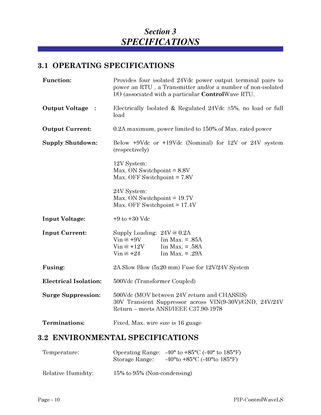 Emerson Process Management MICRO, GFC manual Operating Specifications, Environmental Specifications 