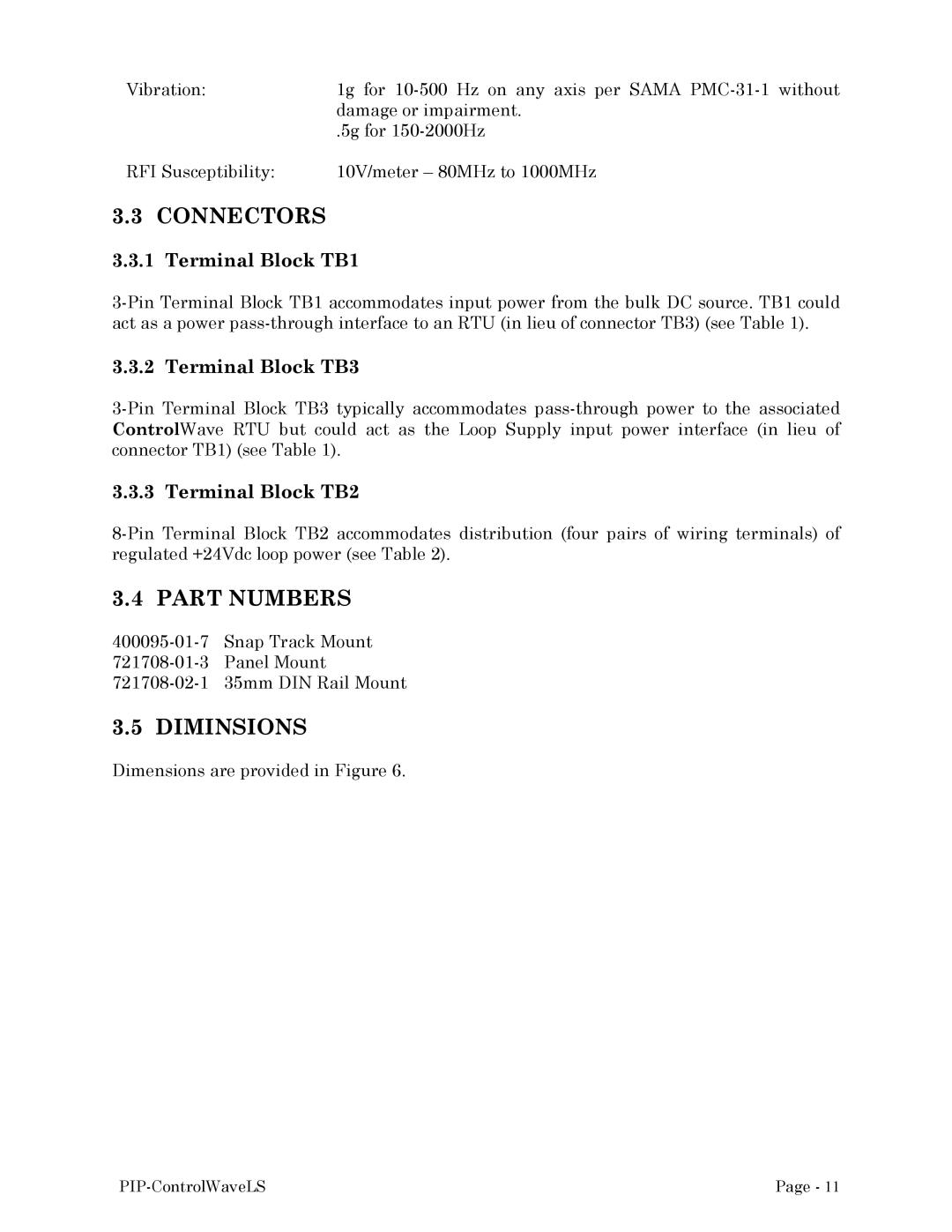 Emerson Process Management GFC, MICRO manual Connectors, Part Numbers, Diminsions 