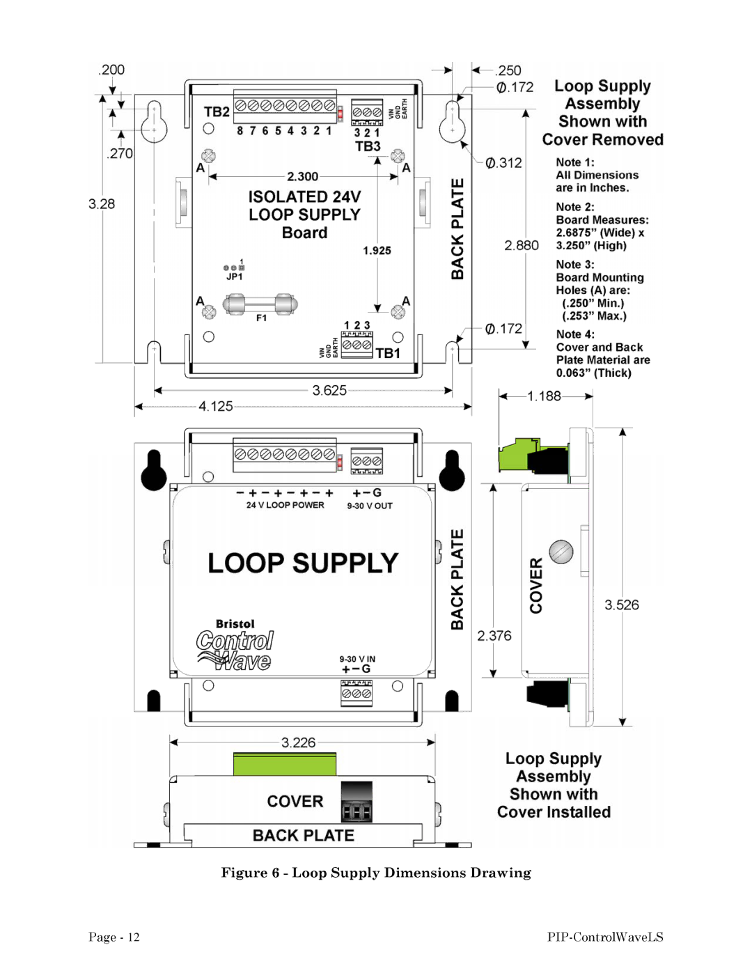 Emerson Process Management MICRO, GFC manual Loop Supply Dimensions Drawing 