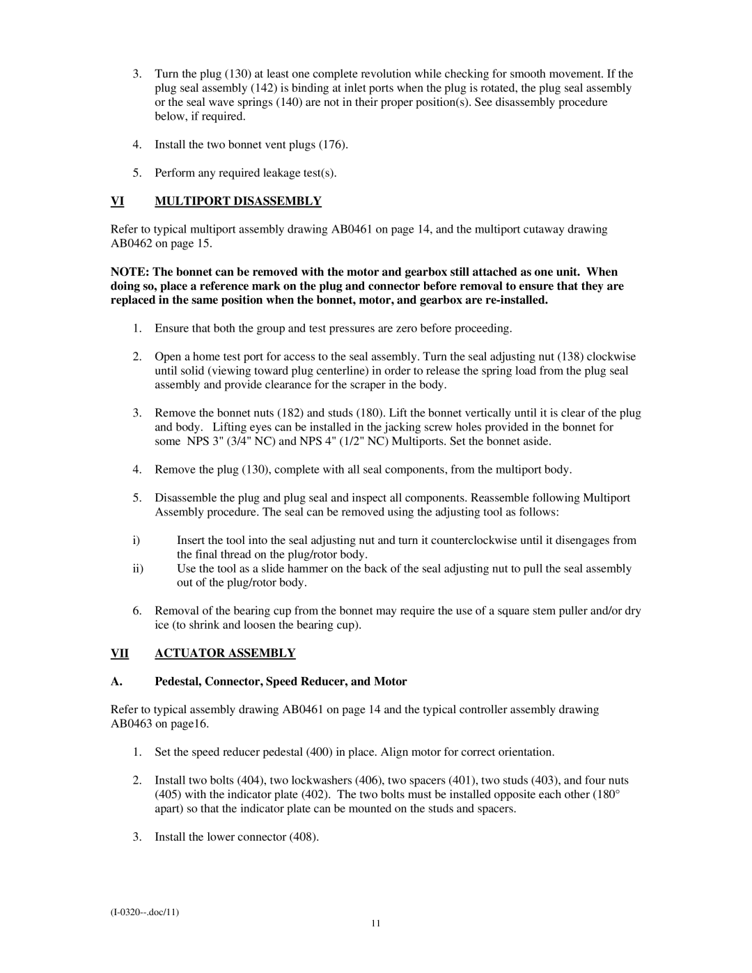 Emerson Process Management I-0320 service manual Multiport Disassembly, VII Actuator Assembly 