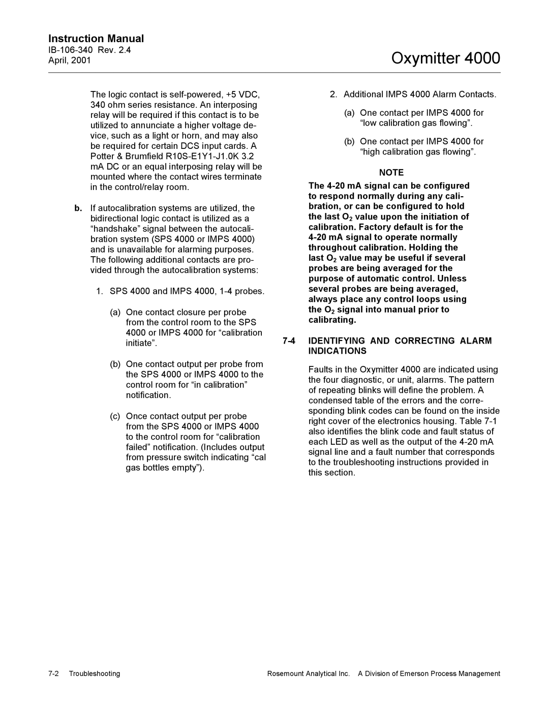 Emerson Process Management IB106-340 instruction manual Identifying and Correcting Alarm, Indications 