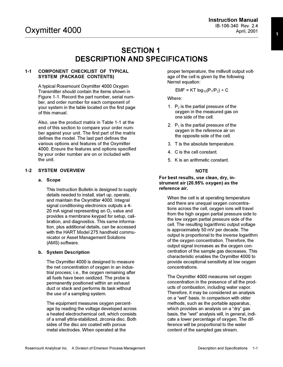 Emerson Process Management IB106-340 instruction manual Section Description and Specifications, System Overview 