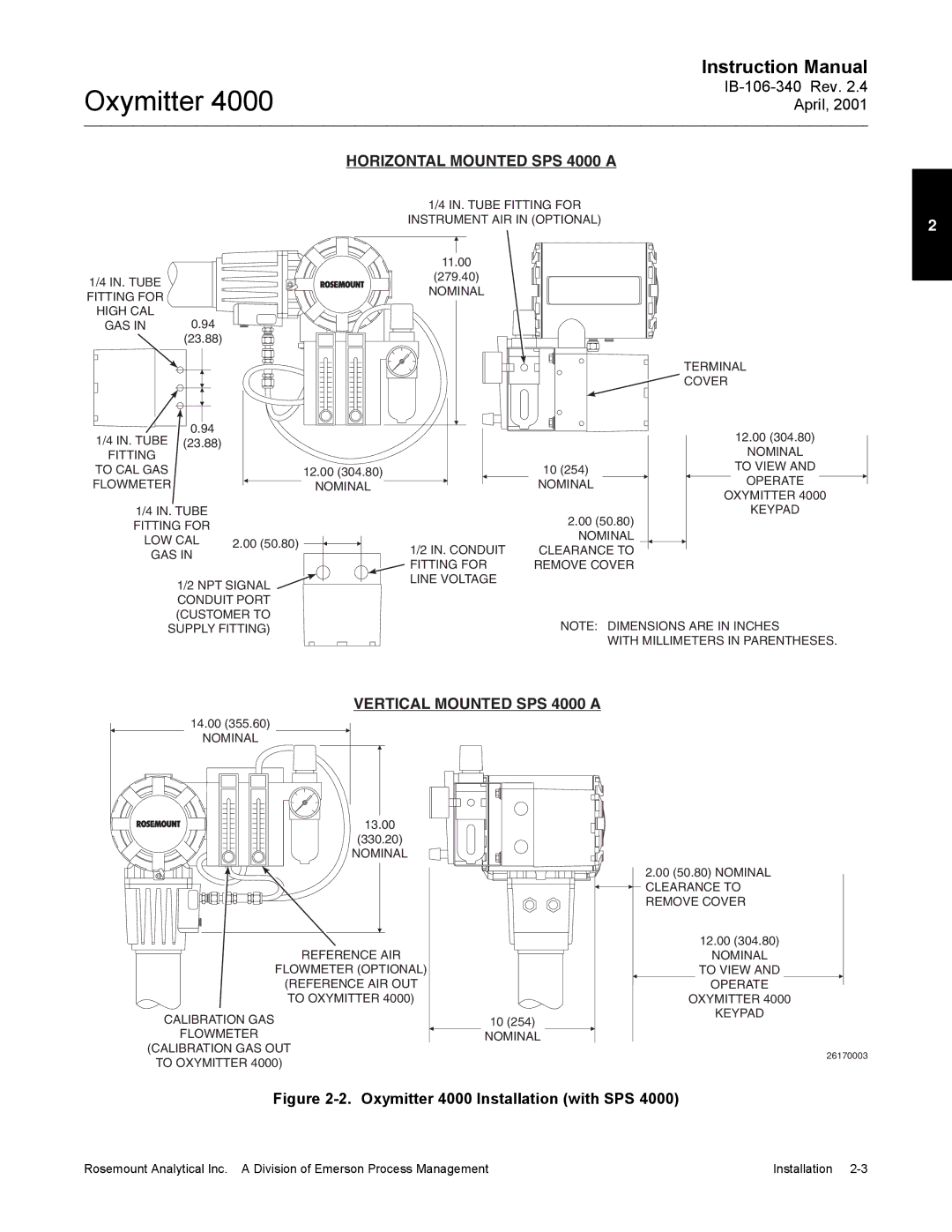 Emerson Process Management IB106-340 instruction manual Horizontal Mounted SPS 4000 a, Vertical Mounted SPS 4000 a 