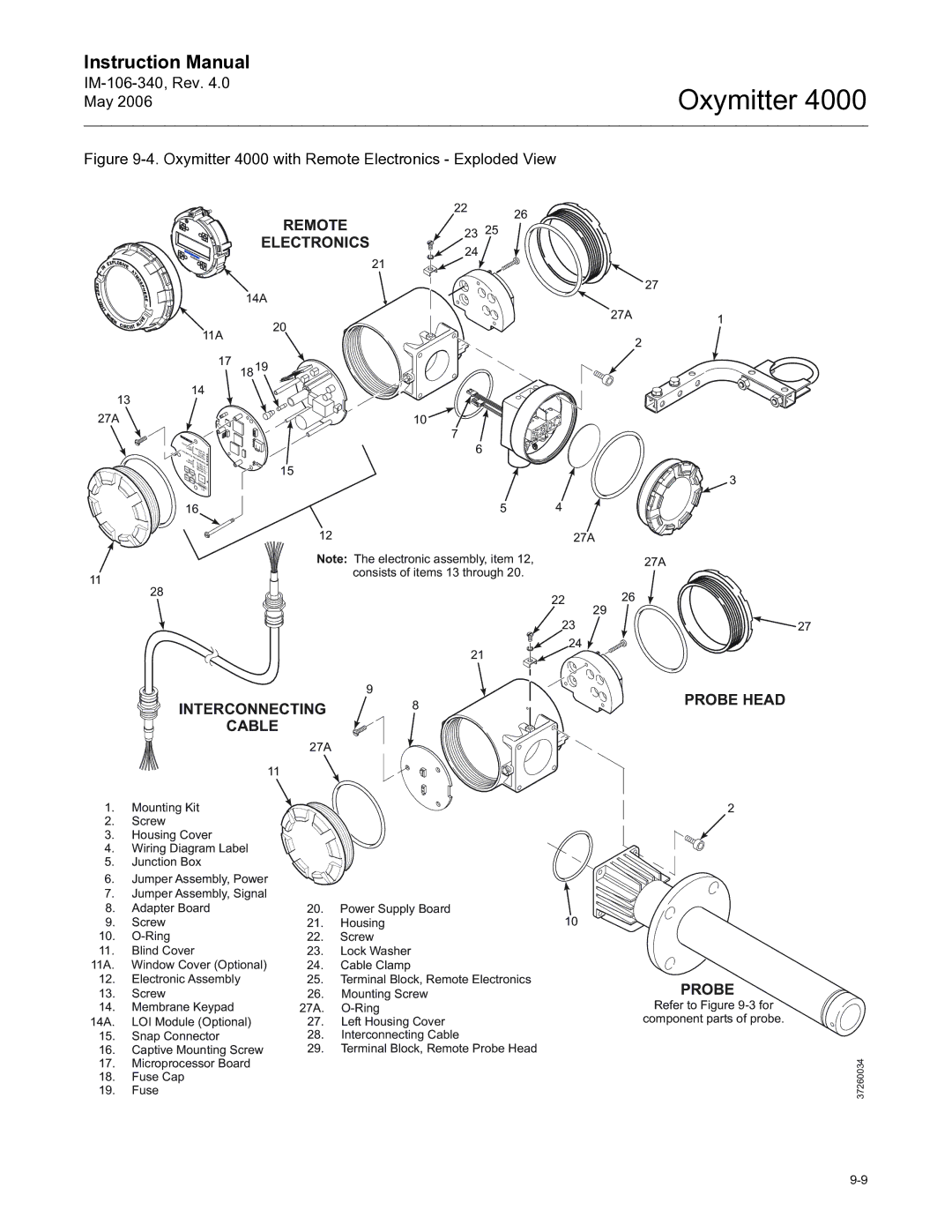 Emerson Process Management IM-106-340 instruction manual Interconnecting Cable, Probe 