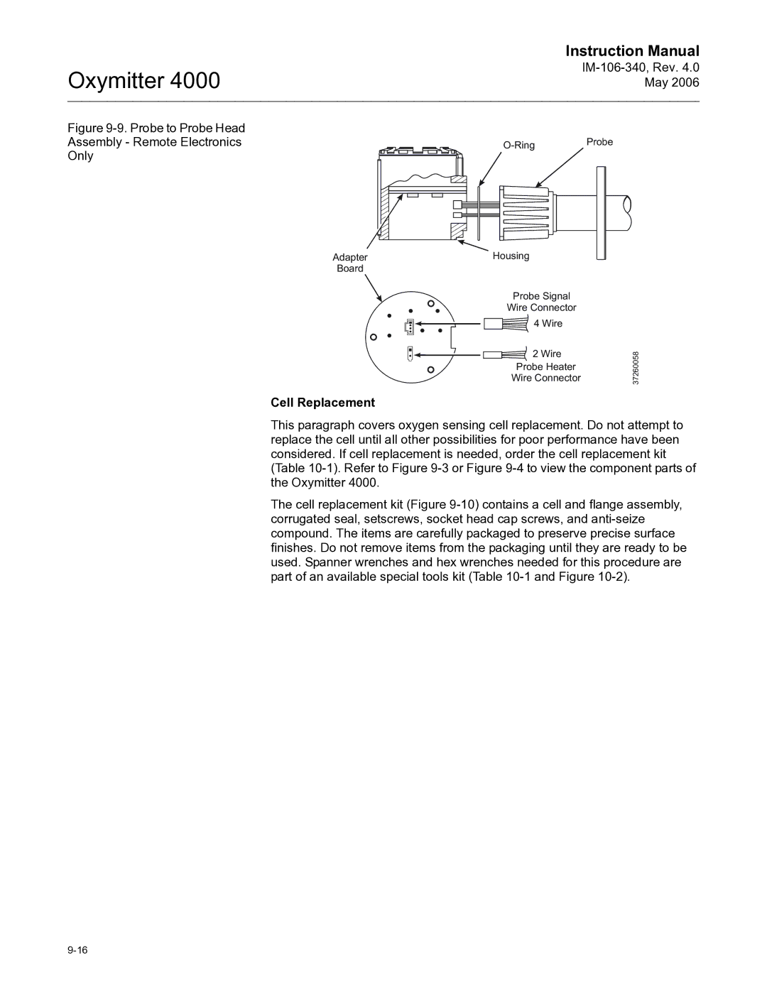 Emerson Process Management IM-106-340 Probe to Probe Head Assembly Remote Electronics Only, Cell Replacement 