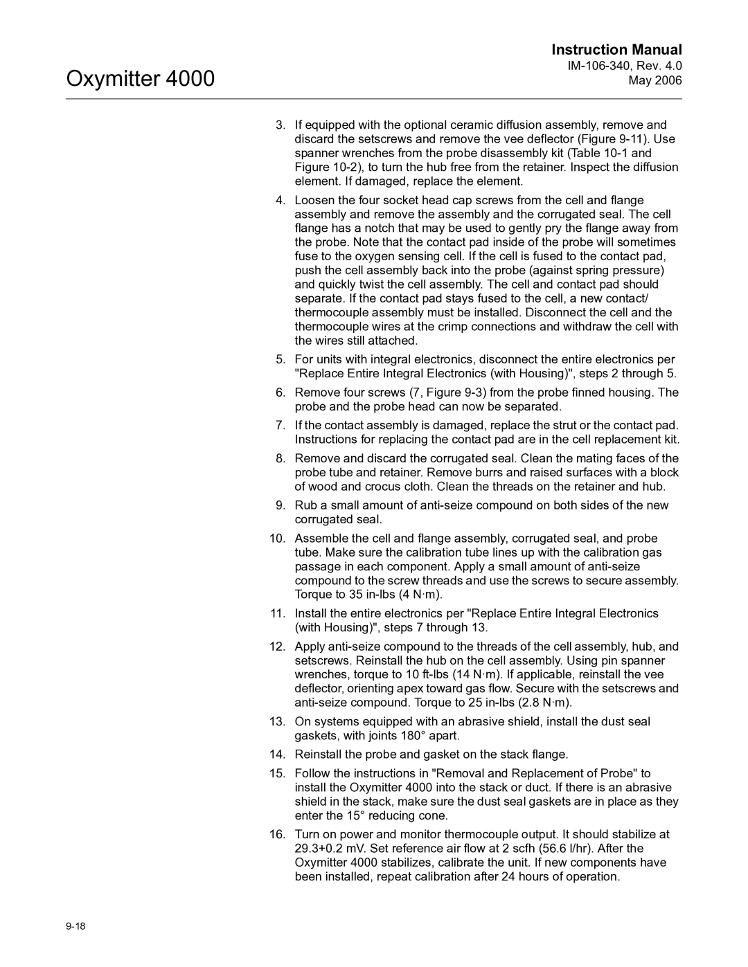 Emerson Process Management IM-106-340 instruction manual Oxymitter 