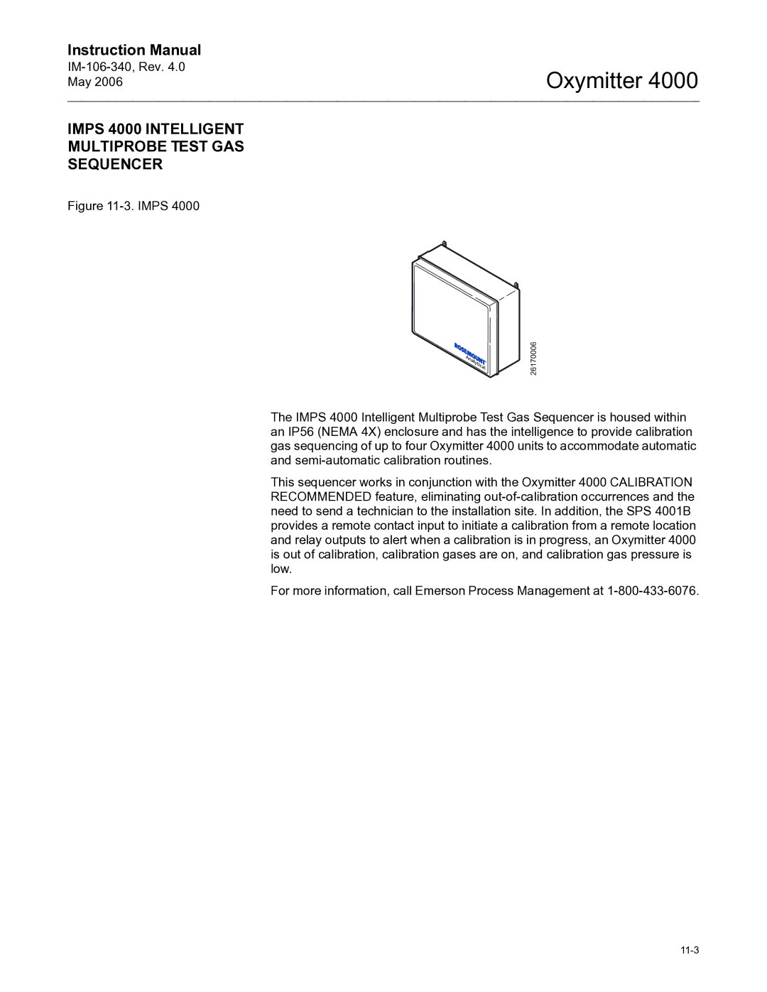 Emerson Process Management IM-106-340 instruction manual Imps 4000 Intelligent Multiprobe Test GAS Sequencer 