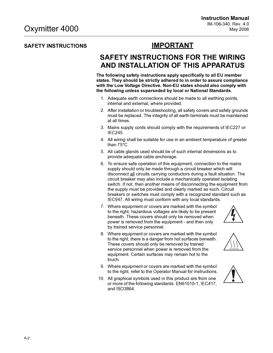 Emerson Process Management IM-106-340 instruction manual Safety Instructionsimportant 