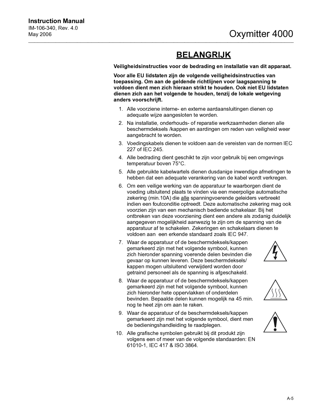 Emerson Process Management IM-106-340 instruction manual Oxymitter 