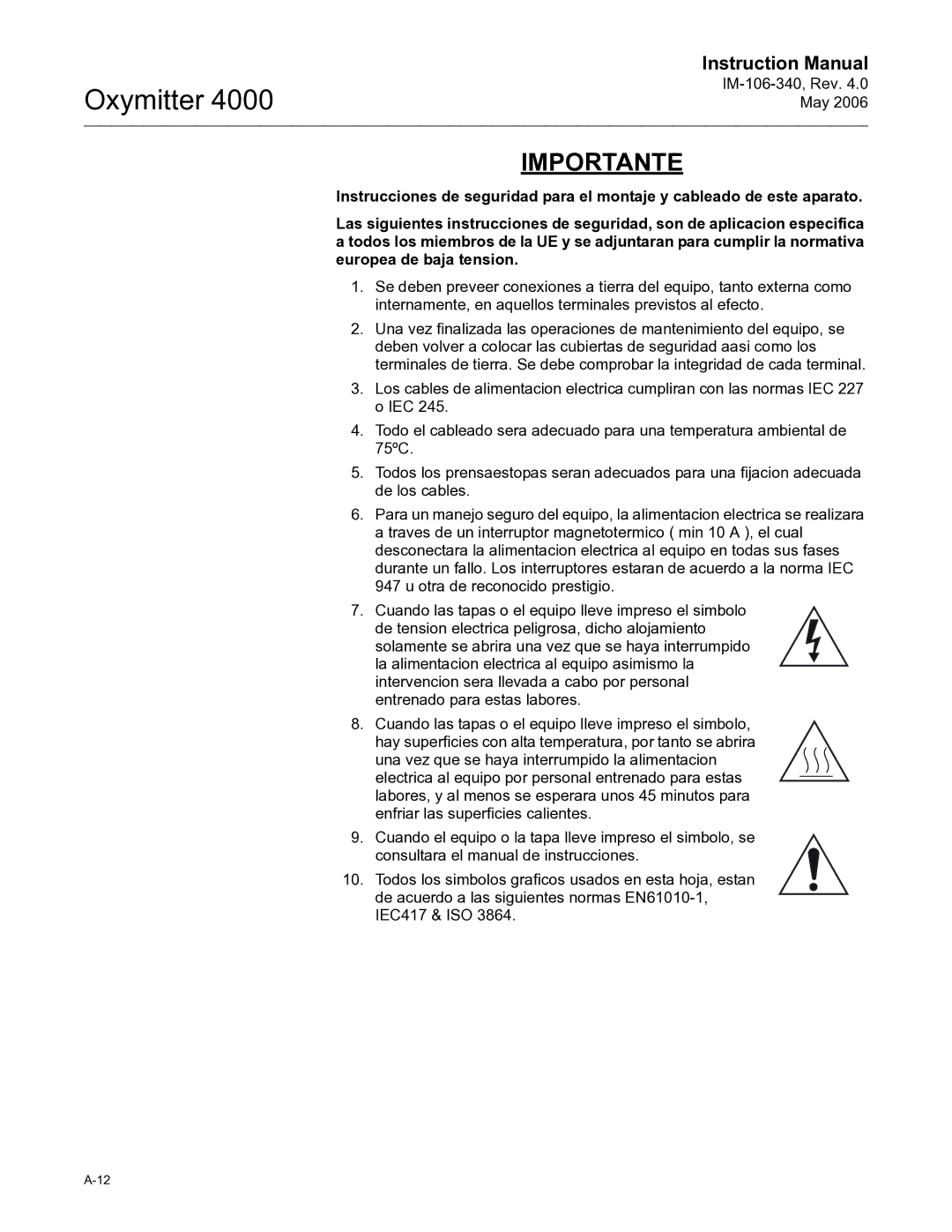 Emerson Process Management IM-106-340 instruction manual Oxymitter 