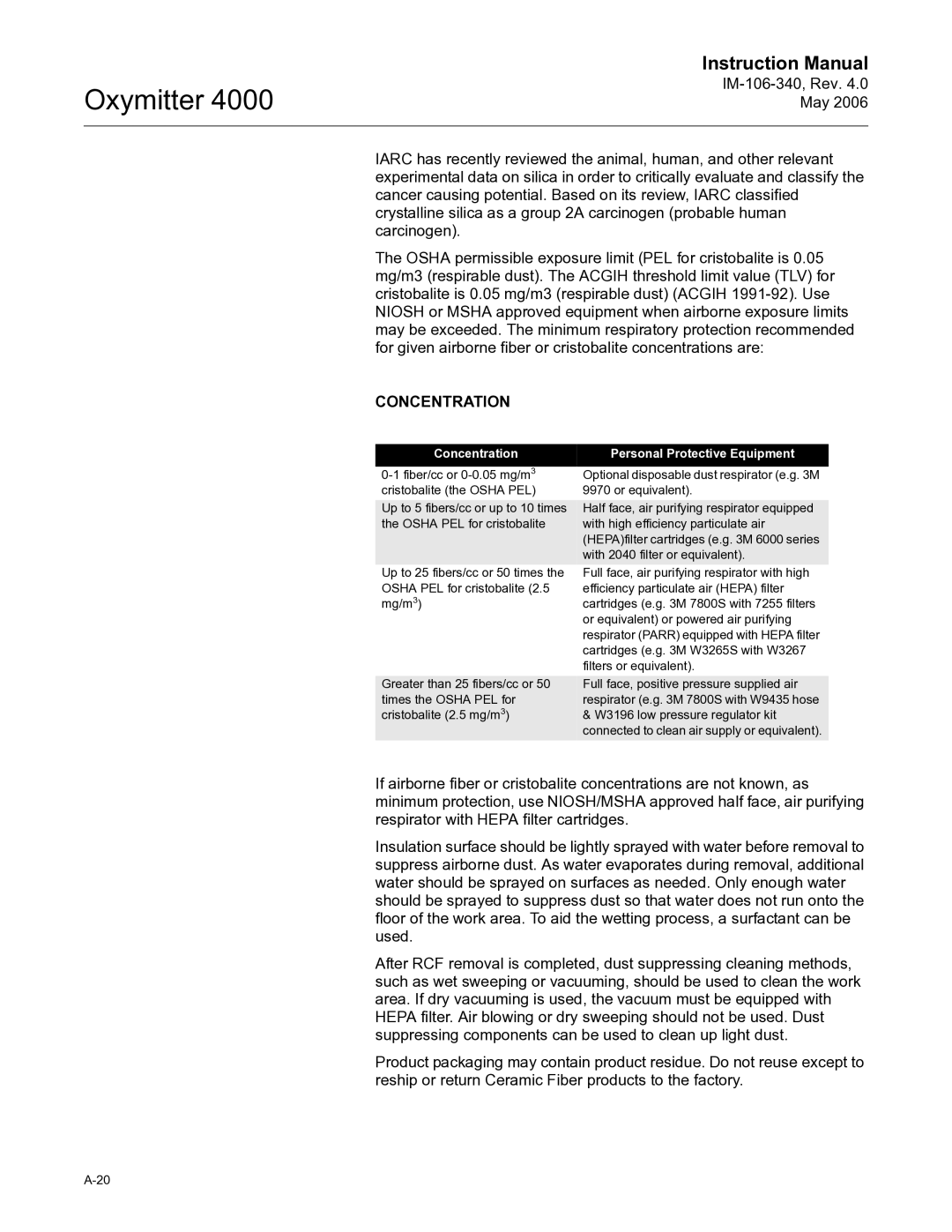 Emerson Process Management IM-106-340 instruction manual Concentration 