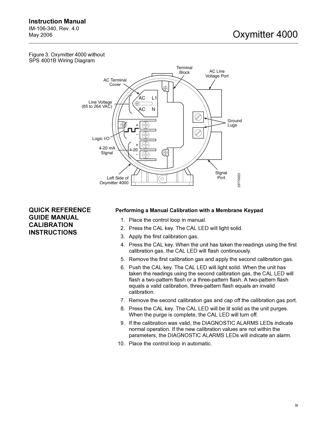 Emerson Process Management IM-106-340 instruction manual Quick Reference Guide Manual Calibration Instructions 