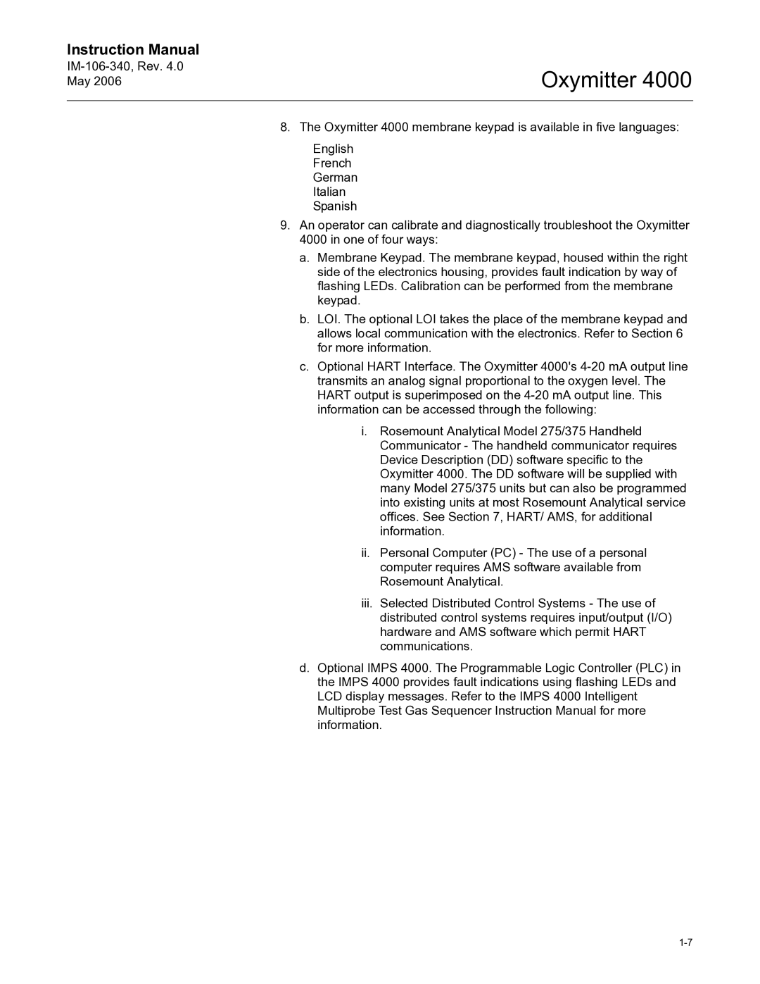 Emerson Process Management IM-106-340 instruction manual Oxymitter 