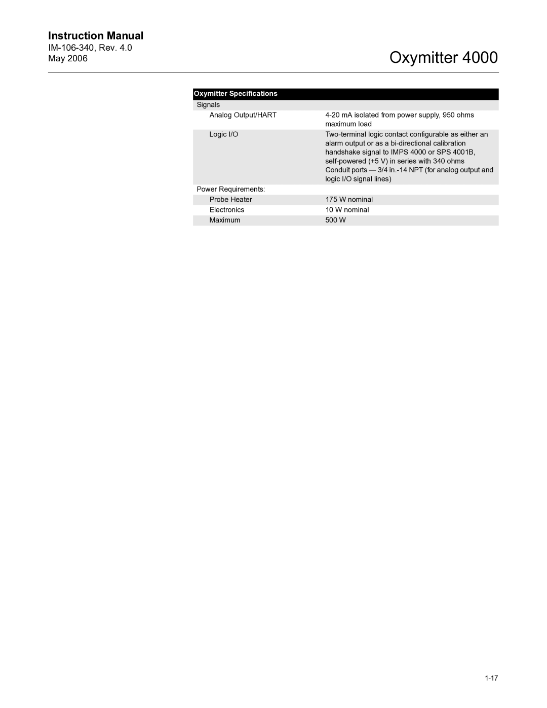 Emerson Process Management IM-106-340 instruction manual Oxymitter 