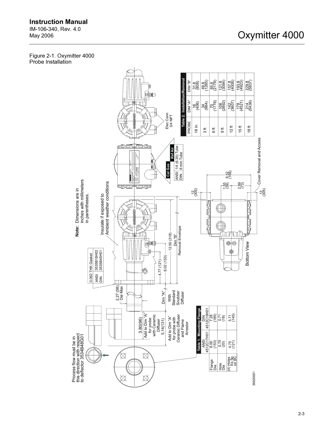 Emerson Process Management IM-106-340 instruction manual Oxymitter 4000 Probe Installation 