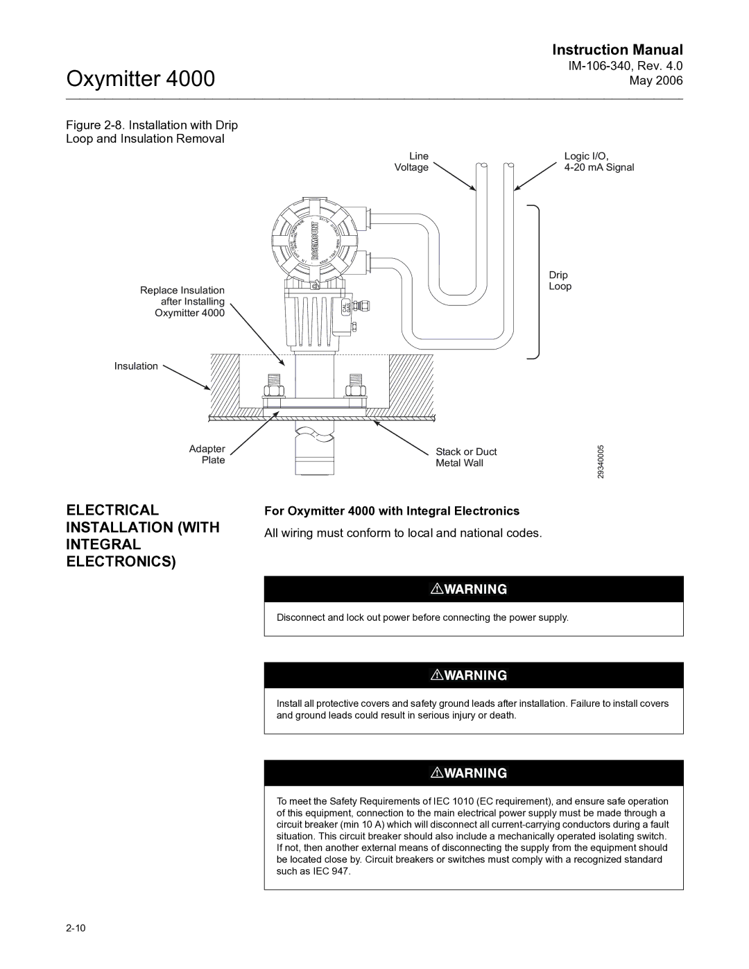 Emerson Process Management IM-106-340 instruction manual Electrical Installation with Integral Electronics 