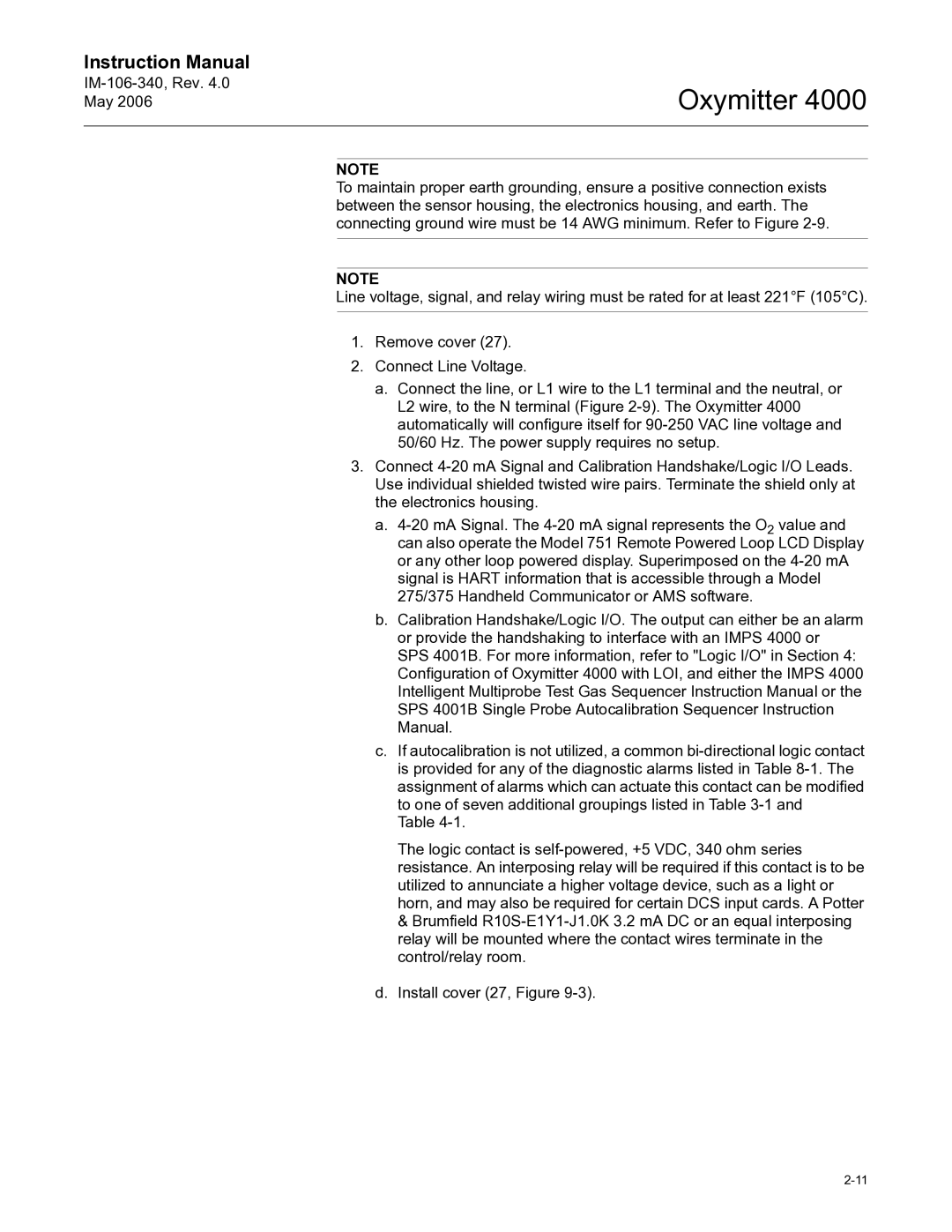 Emerson Process Management IM-106-340 instruction manual Oxymitter 