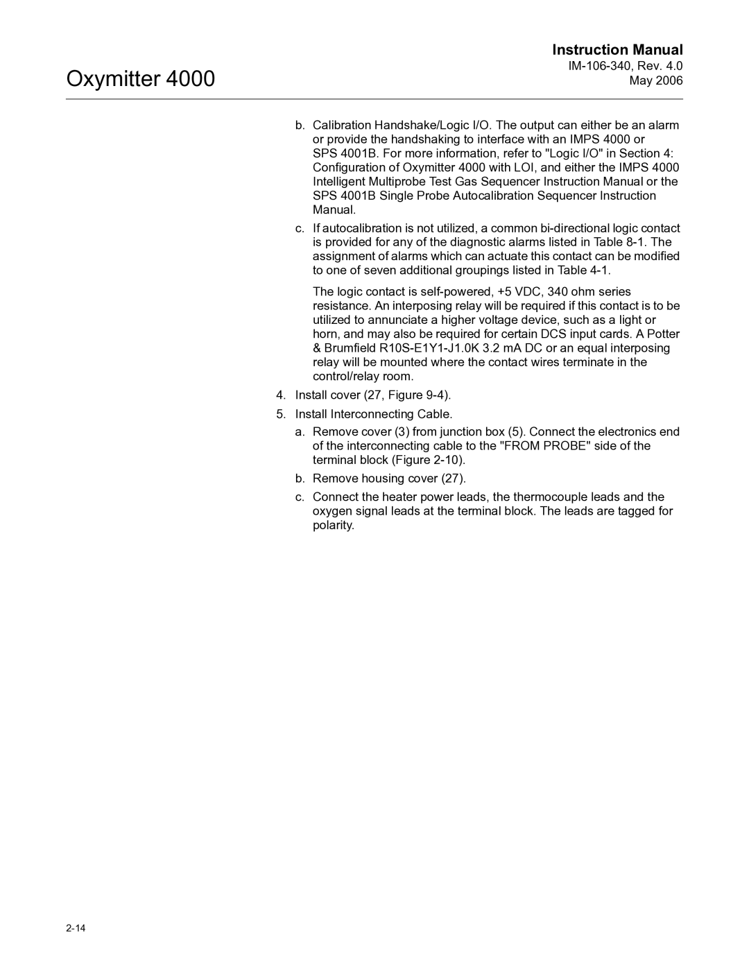 Emerson Process Management IM-106-340 instruction manual Oxymitter 