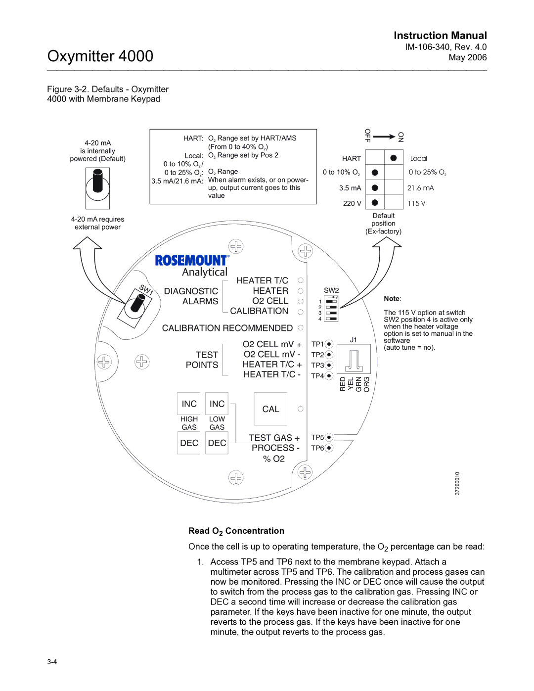 Emerson Process Management IM-106-340 instruction manual Read O2 Concentration, Off 