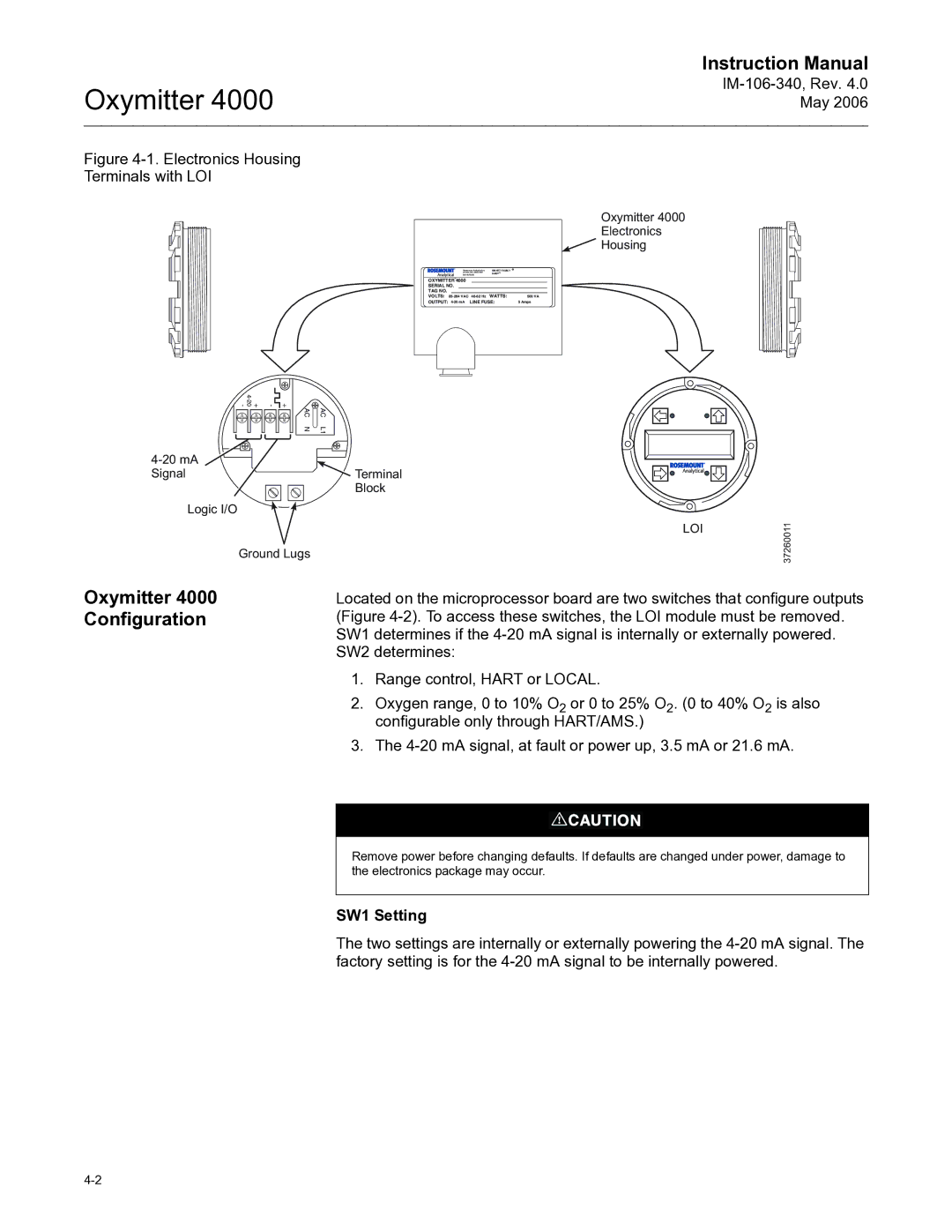 Emerson Process Management IM-106-340 instruction manual Electronics Housing Terminals with LOI 