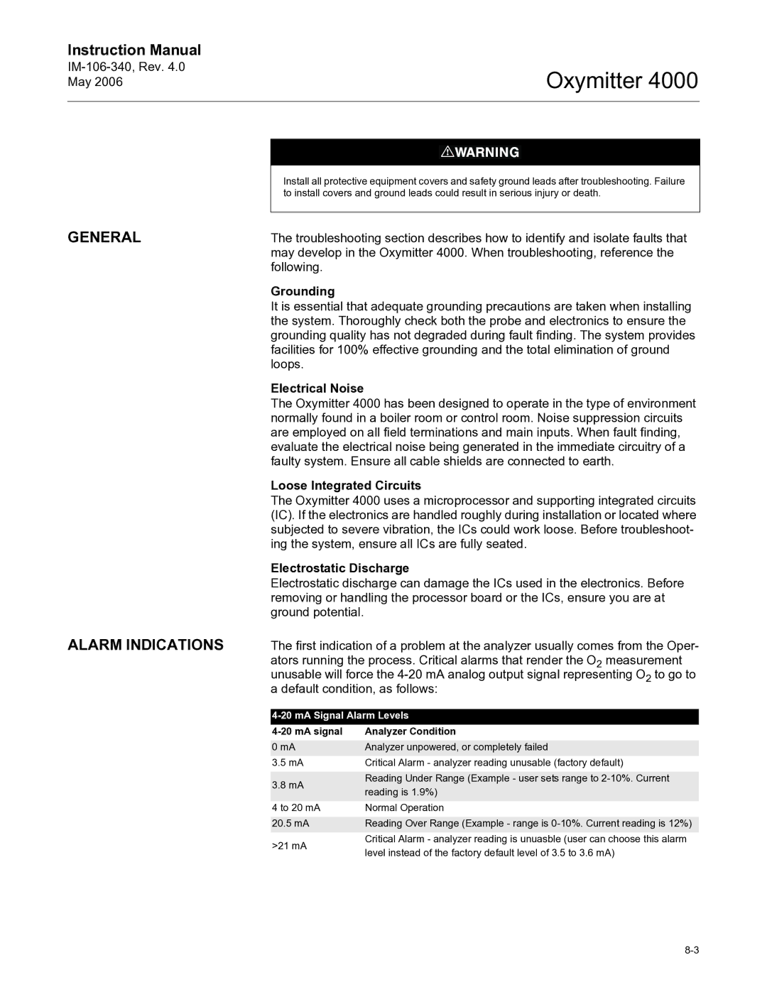 Emerson Process Management IM-106-340 General Alarm Indications, Grounding, Electrical Noise, Loose Integrated Circuits 