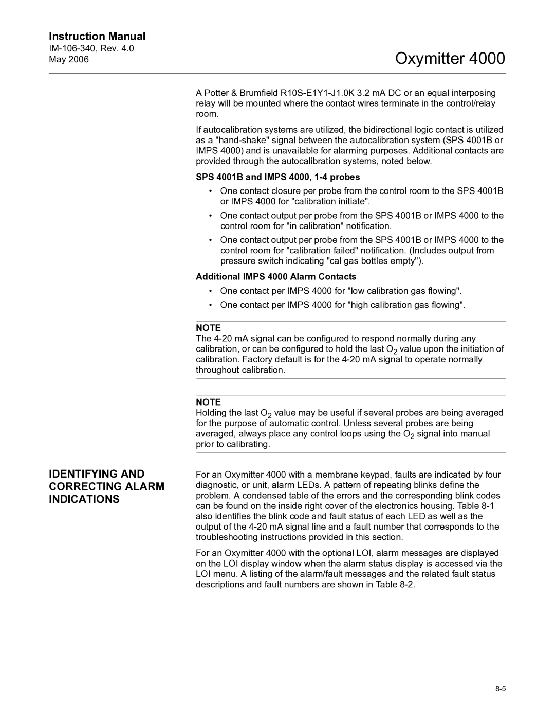 Emerson Process Management IM-106-340 Identifying and Correcting Alarm Indications, SPS 4001B and Imps 4000, 1-4 probes 