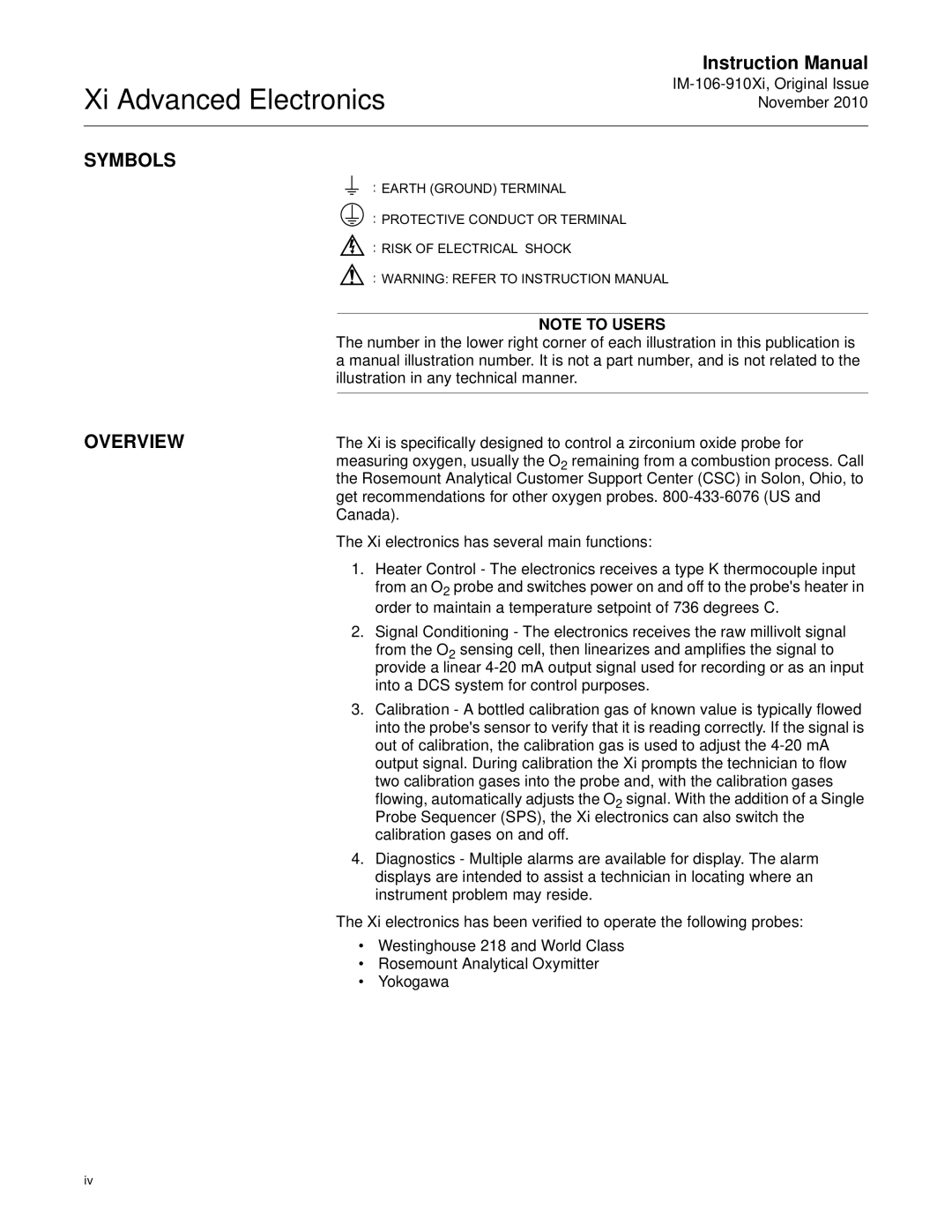 Emerson Process Management IM-106-910Xi instruction manual Symbols, Overview 