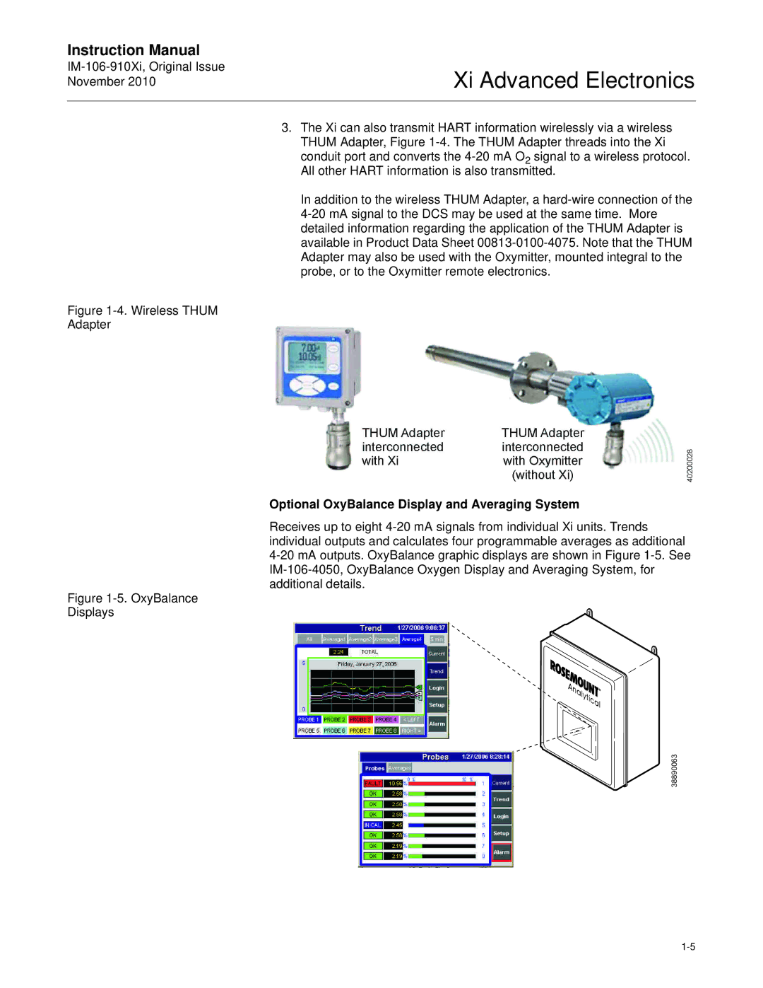 Emerson Process Management IM-106-910Xi Wireless Thum Adapter, Optional OxyBalance Display and Averaging System 