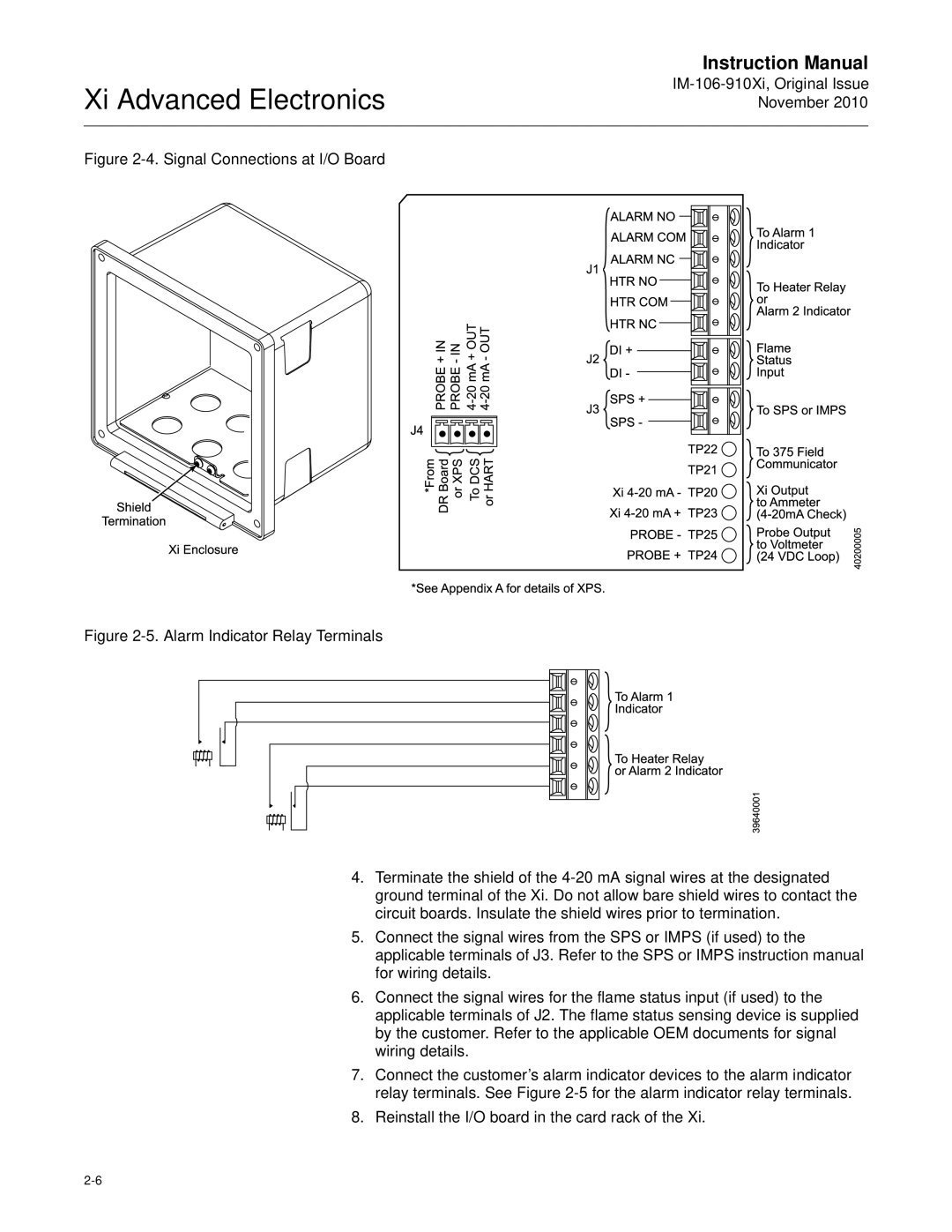 Emerson Process Management IM-106-910Xi instruction manual Signal Connections at I/O Board 