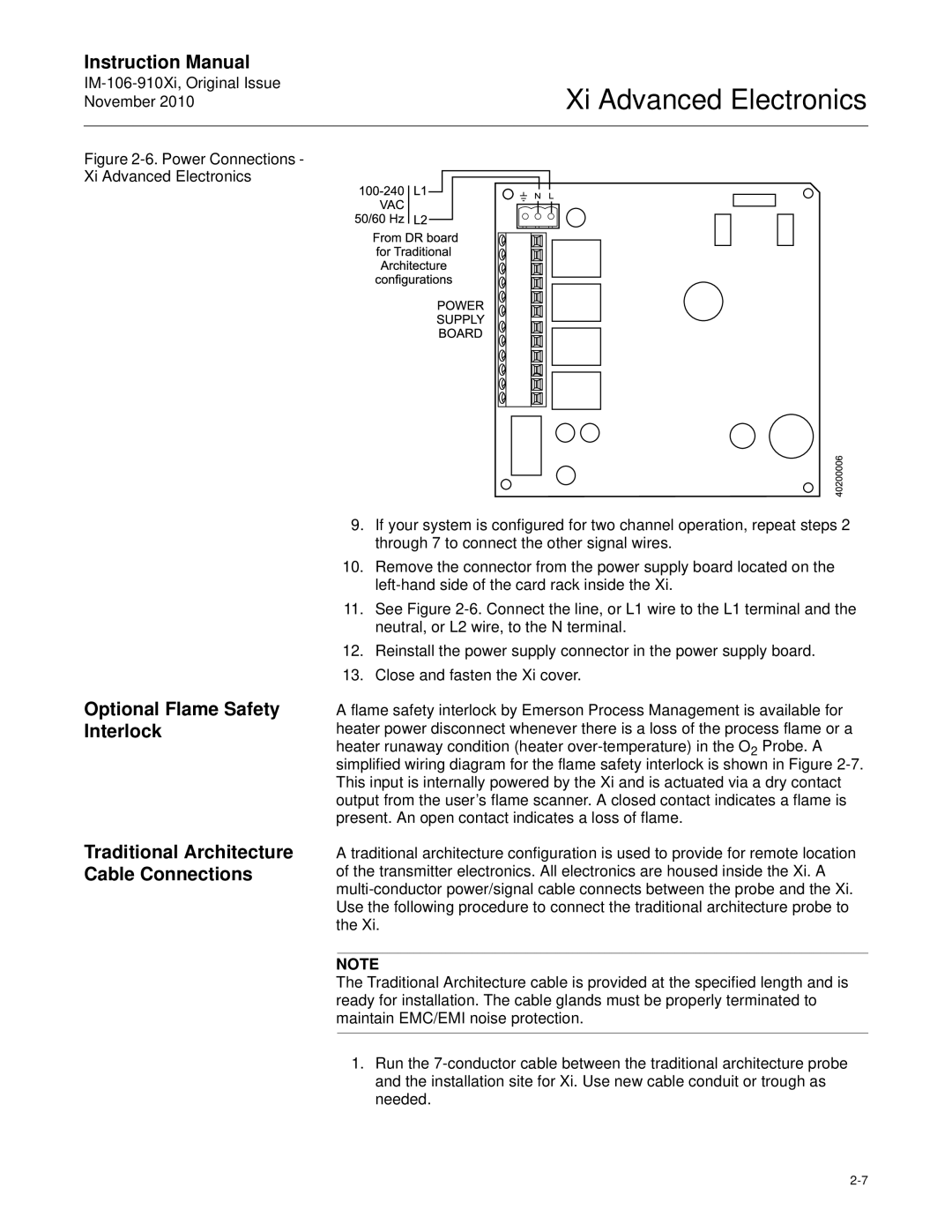 Emerson Process Management IM-106-910Xi instruction manual Power Connections Xi Advanced Electronics 