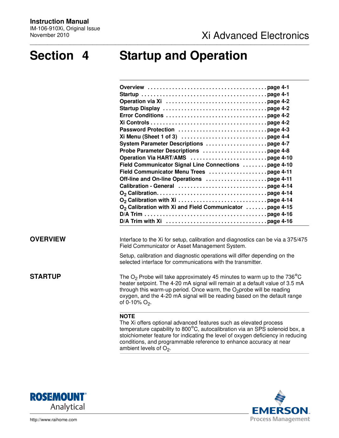 Emerson Process Management IM-106-910Xi Startup and Operation, Field Communicator Signal Line Connections 