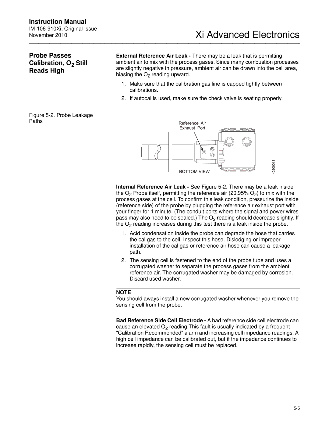 Emerson Process Management IM-106-910Xi instruction manual Probe Passes Calibration, O2 Still Reads High 