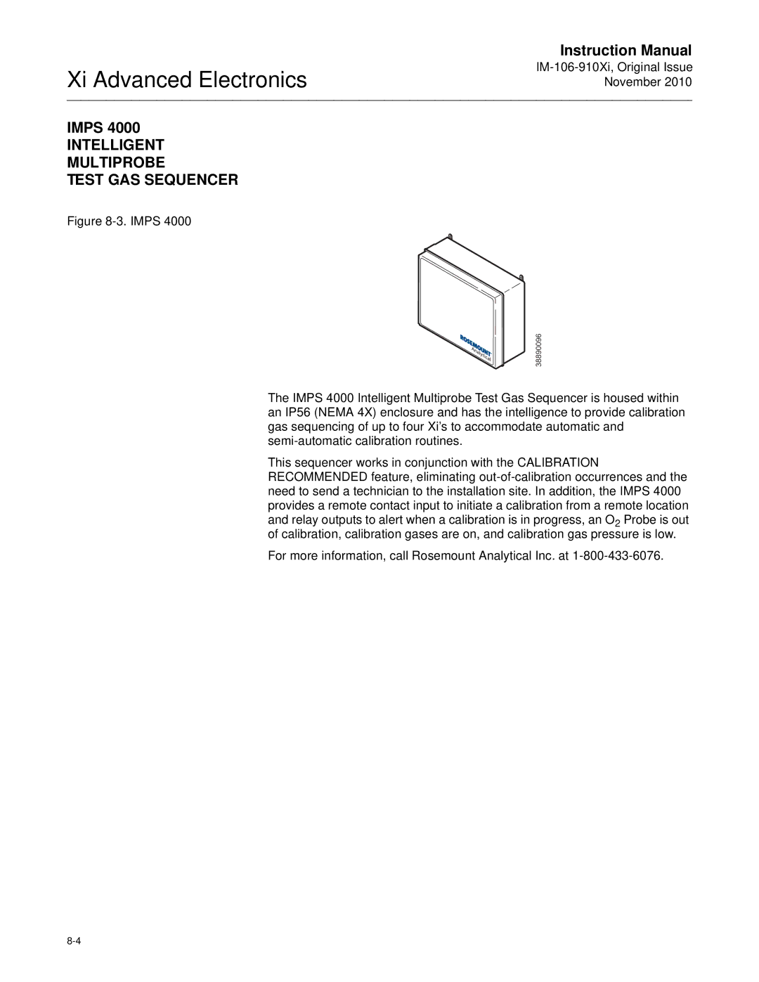 Emerson Process Management IM-106-910Xi instruction manual Imps, Intelligent Multiprobe Test GAS Sequencer 