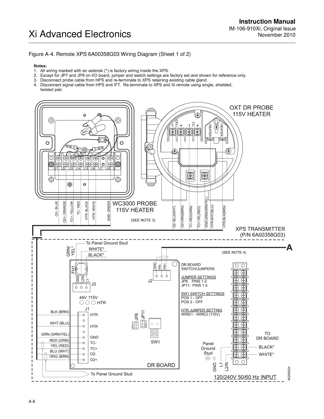 Emerson Process Management IM-106-910Xi instruction manual Figure A-4. Remote XPS 6A00358G03 Wiring Diagram Sheet 1 