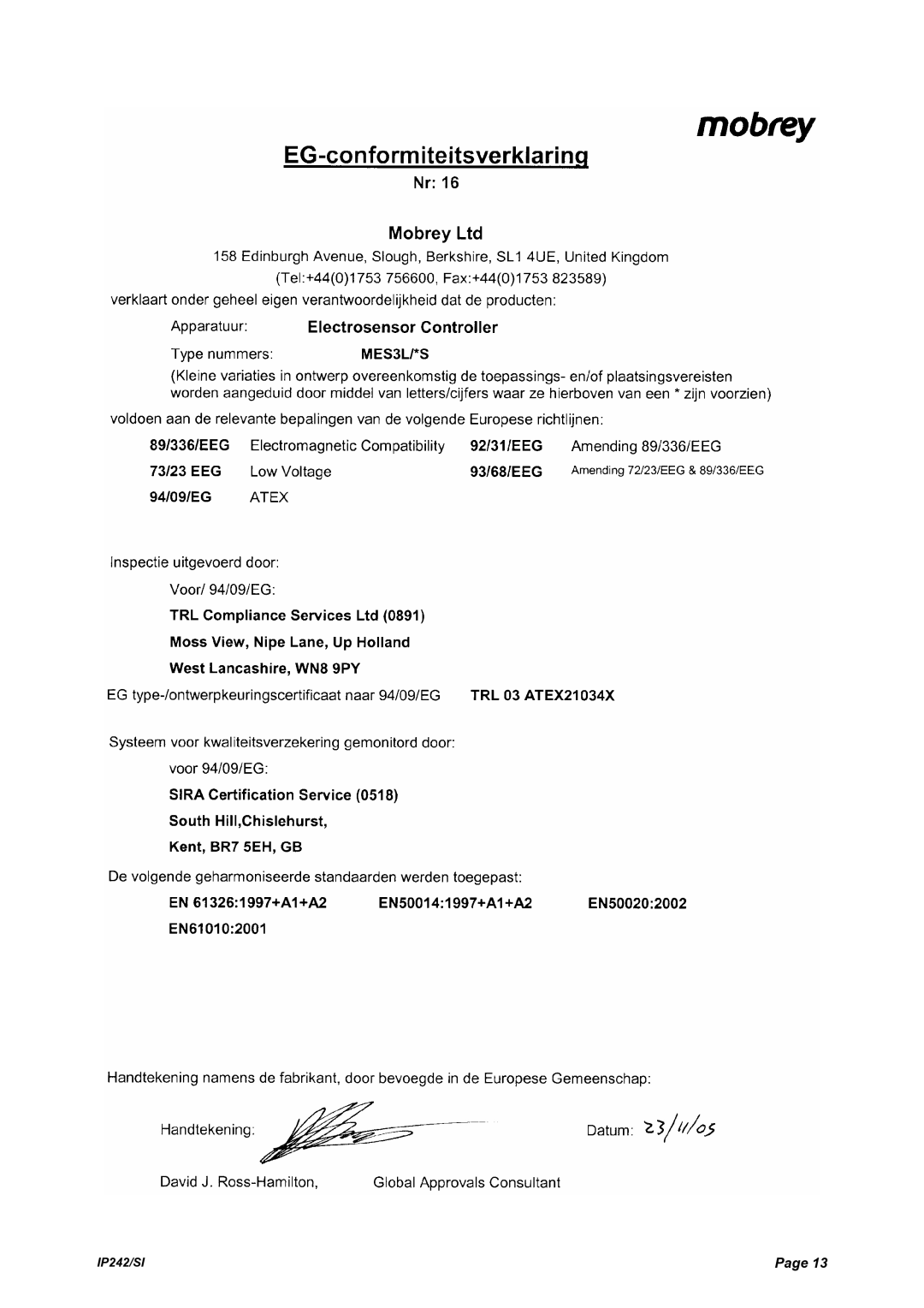 Emerson Process Management MES3L manual IP242/SI 