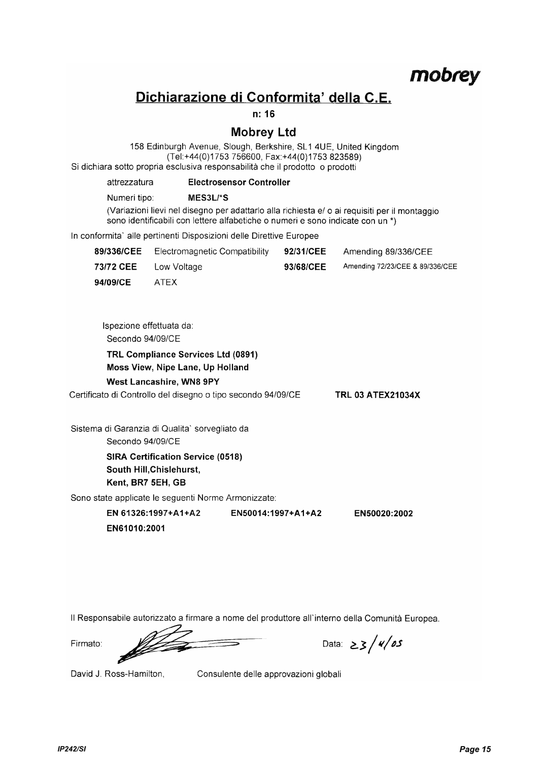 Emerson Process Management MES3L manual IP242/SI 