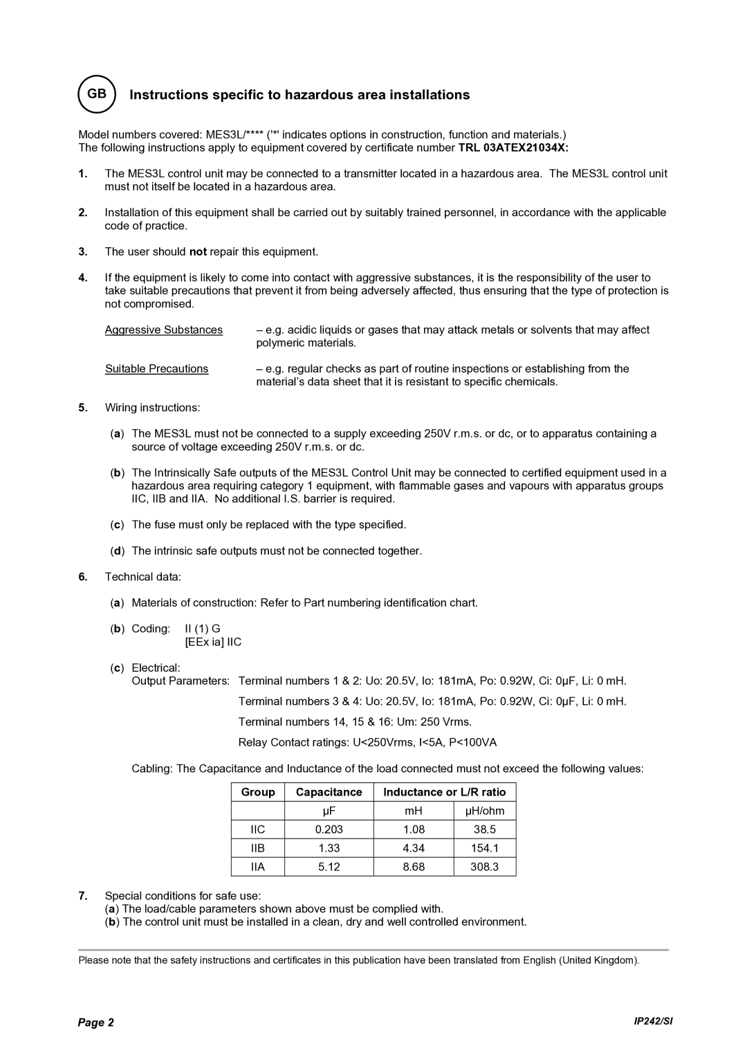 Emerson Process Management MES3L manual GB Instructions specific to hazardous area installations 