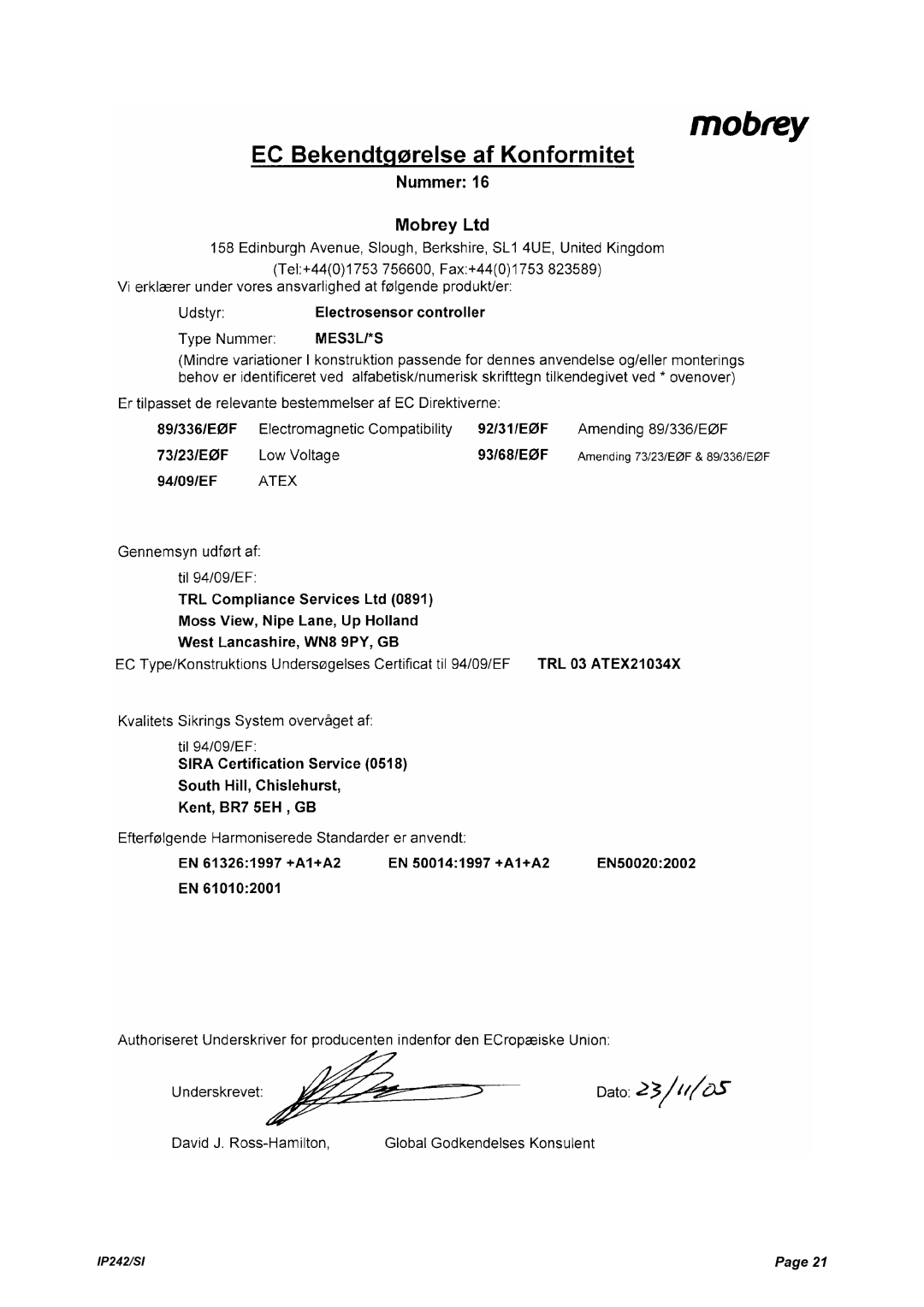 Emerson Process Management MES3L manual IP242/SI 