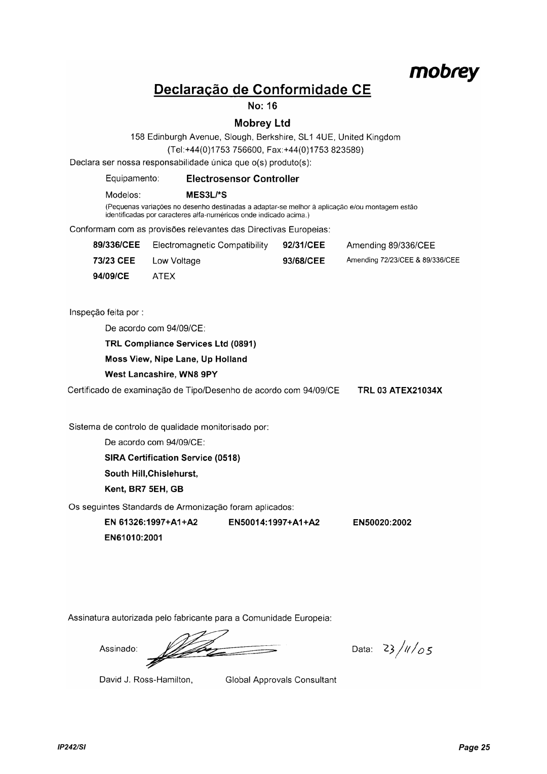 Emerson Process Management MES3L manual IP242/SI 