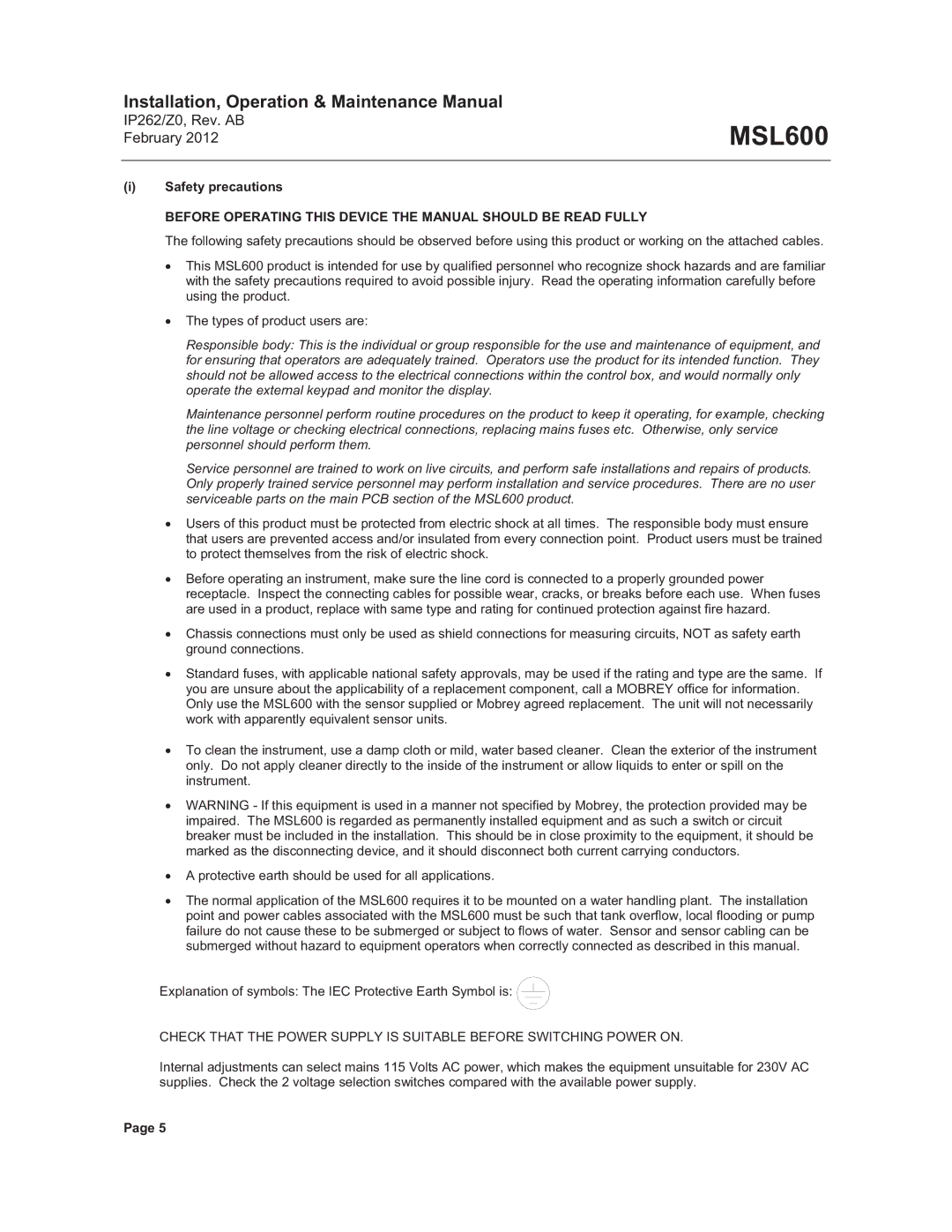 Emerson Process Management MSL600 manual Before Operating this Device the Manual should be Read Fully 