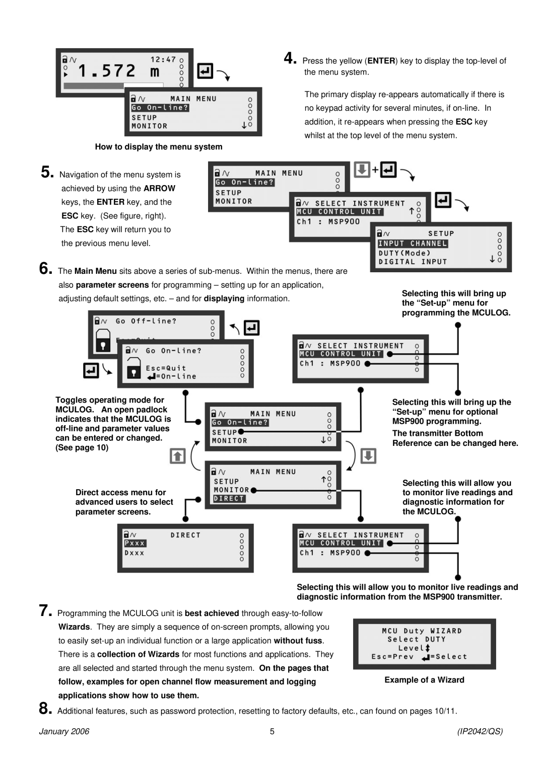 Emerson Process Management MSP-ULOG1 quick start How to display the menu system, Selecting this will bring up 