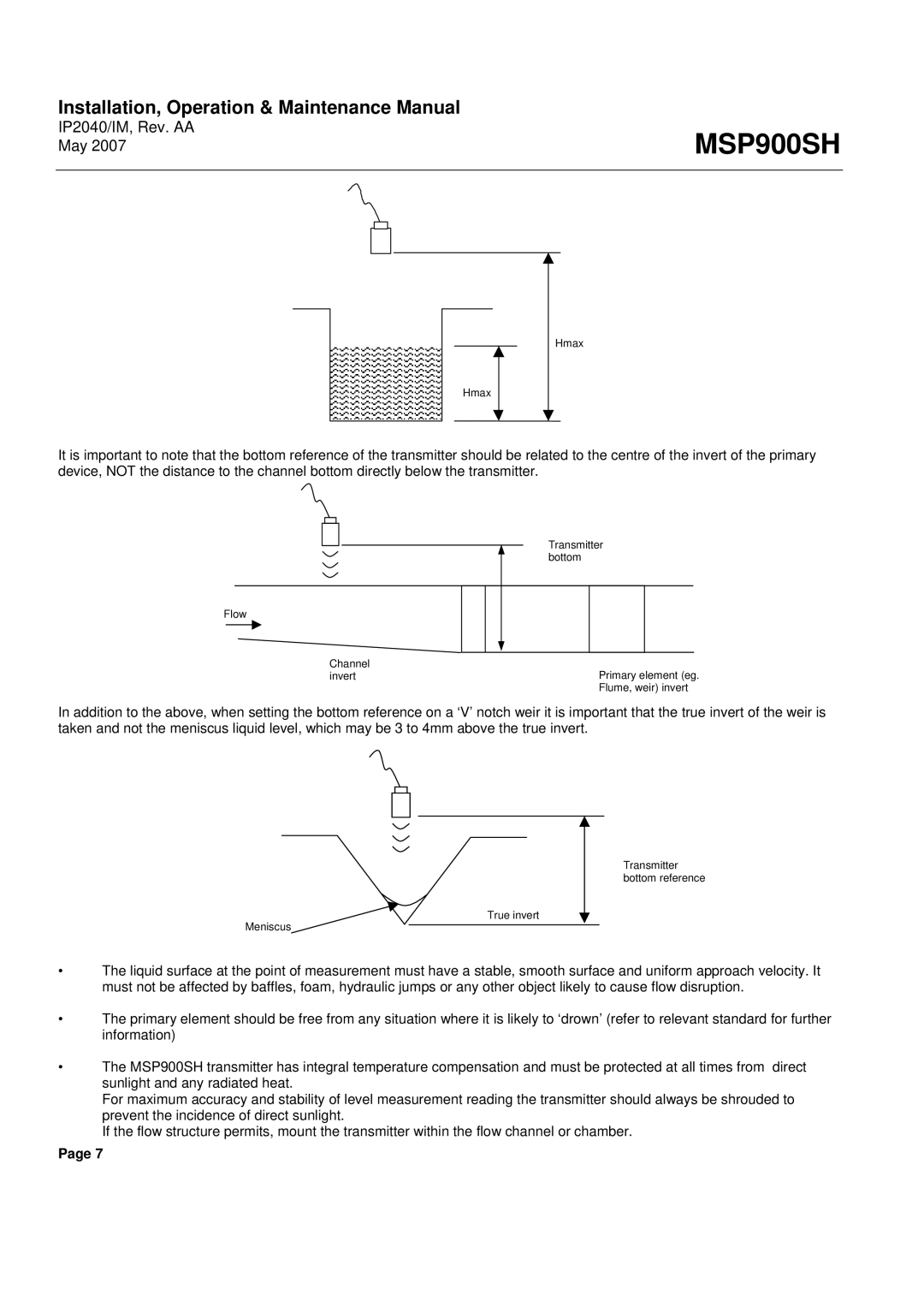 Emerson Process Management MSP900SH manual Hmax 