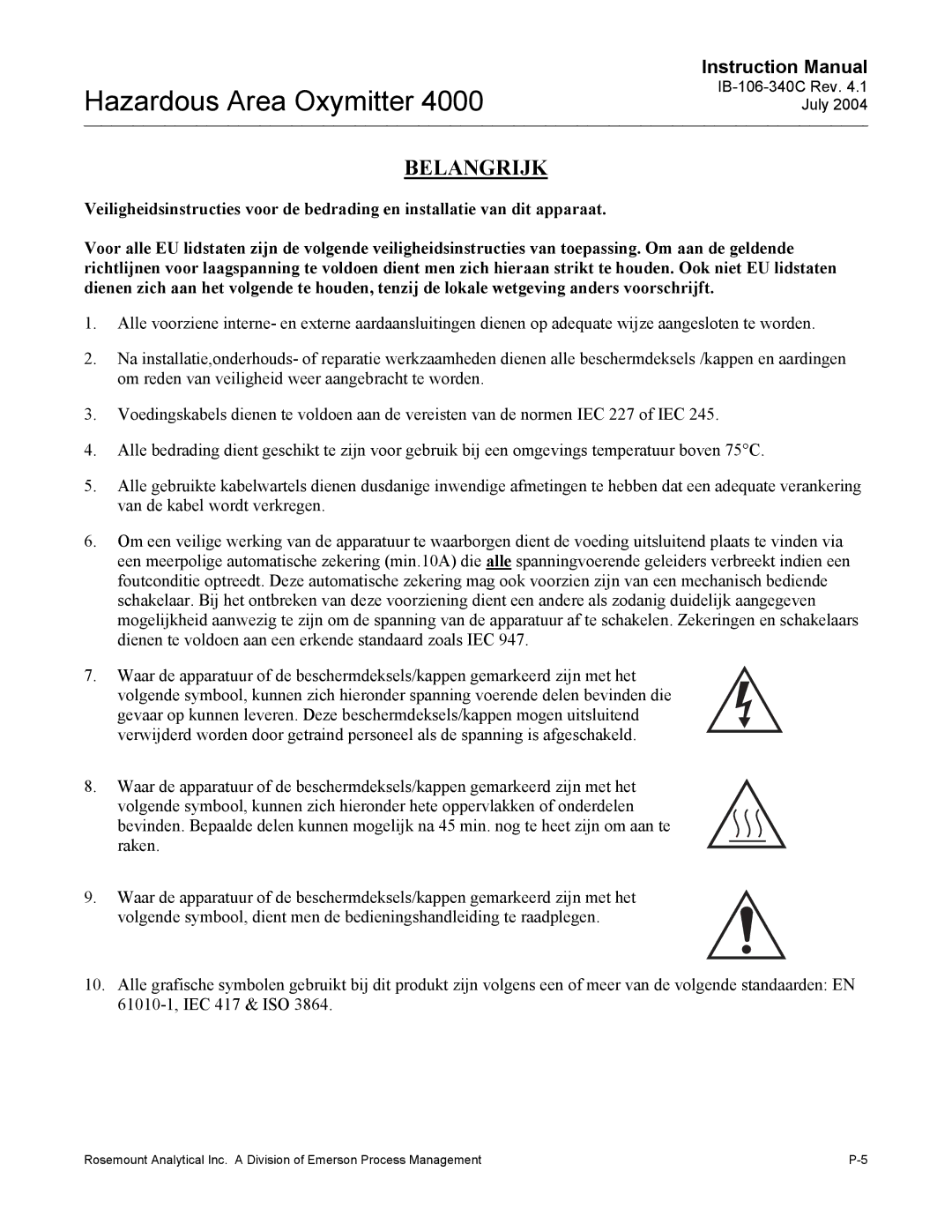 Emerson Process Management OXYMITTER 4000 instruction manual Hazardous Area Oxymitter 