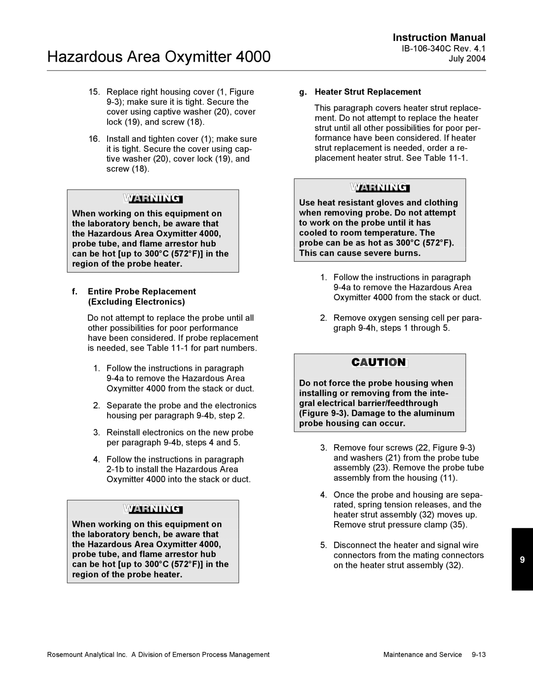 Emerson Process Management OXYMITTER 4000 instruction manual Hazardous Area Oxymitter 